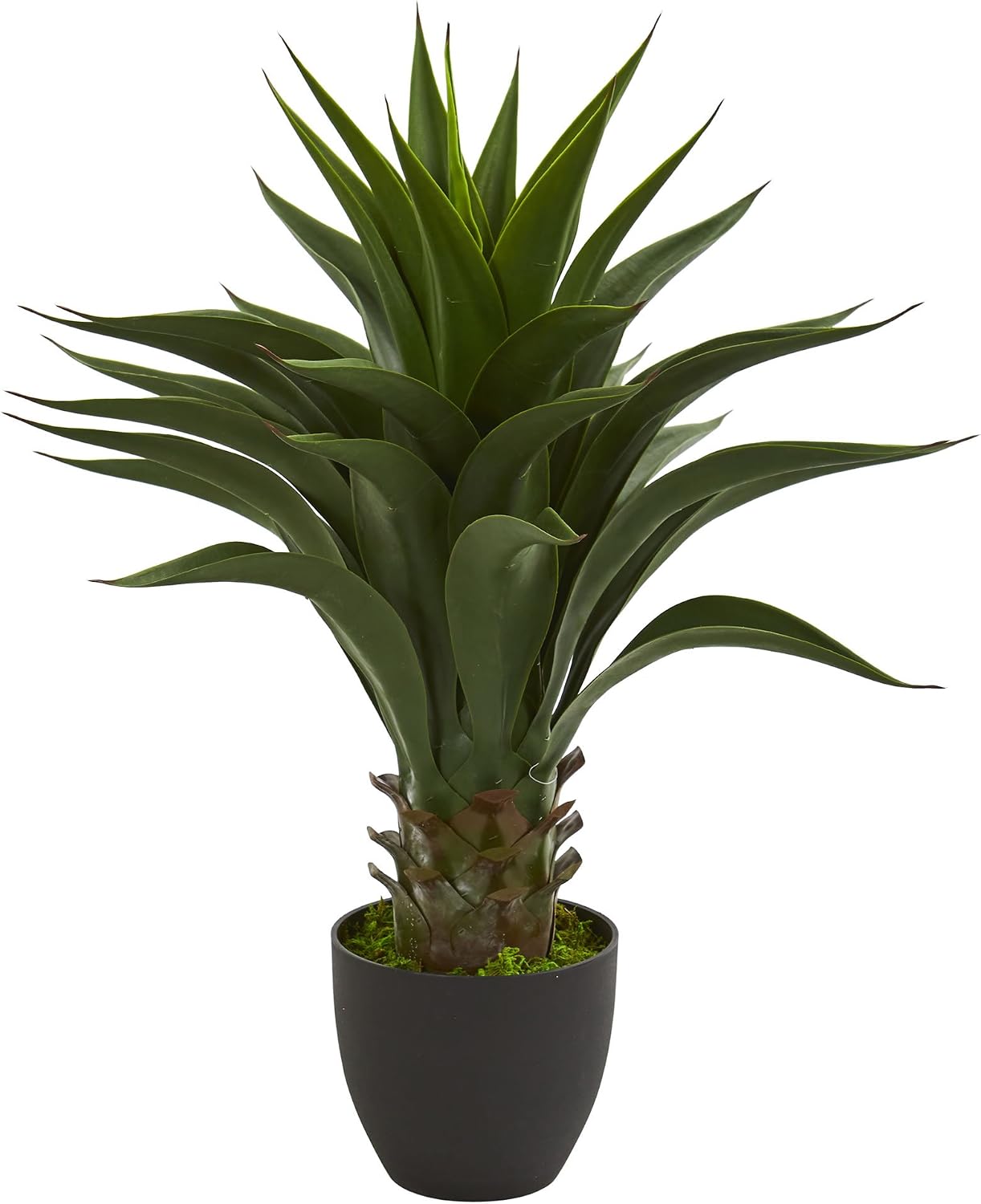 Nearly Natural 28” Agave Artificial Plant, Green | Thick Dark Green Leaves, Realistic Texture Trunk, Nursery Pot Included