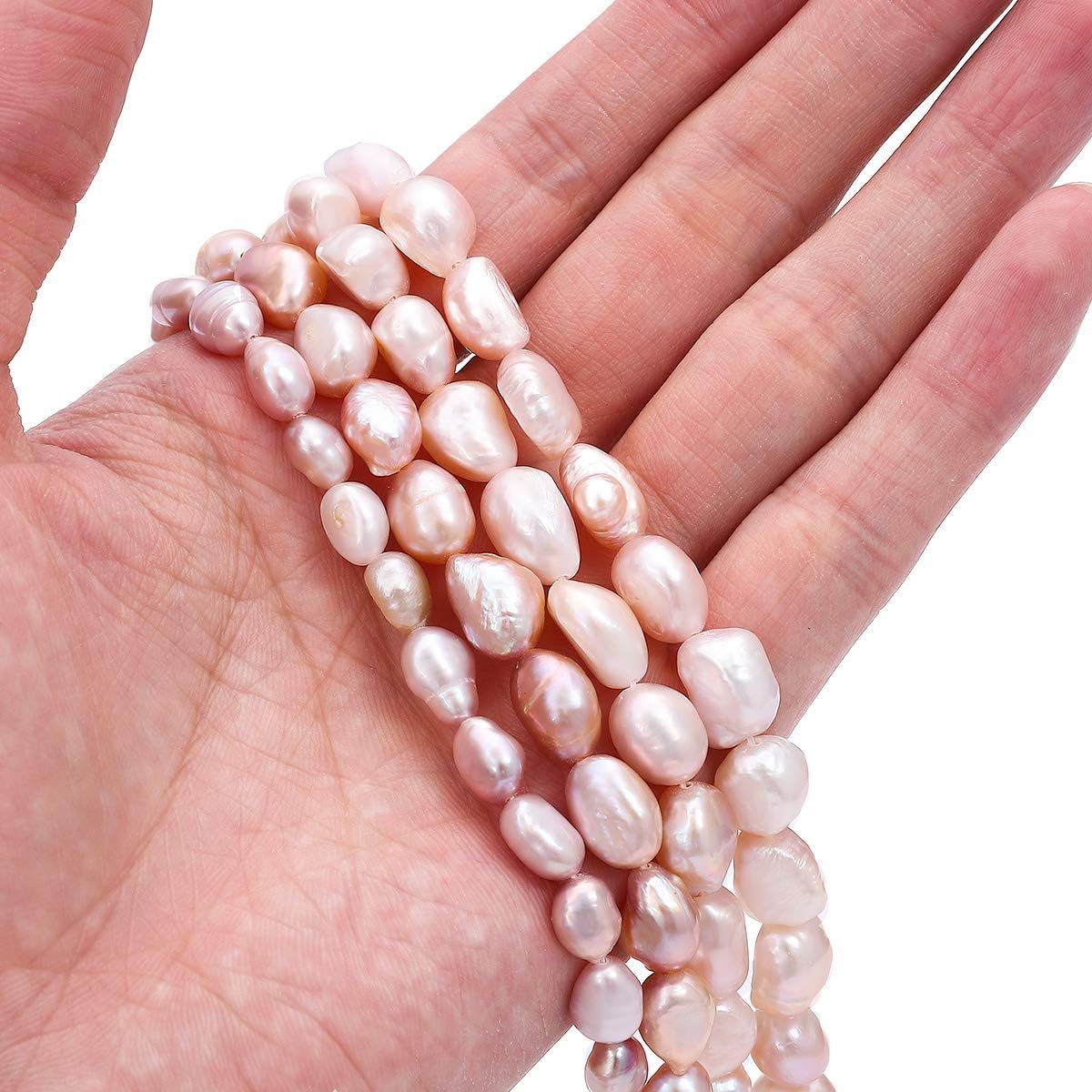 BEADIA Natural Pearl Beads Side Hole 7-8mm Purple Freshwater Cultured Loose Gemstone Beads for DIY Jewelry Making 13.8''/Strand