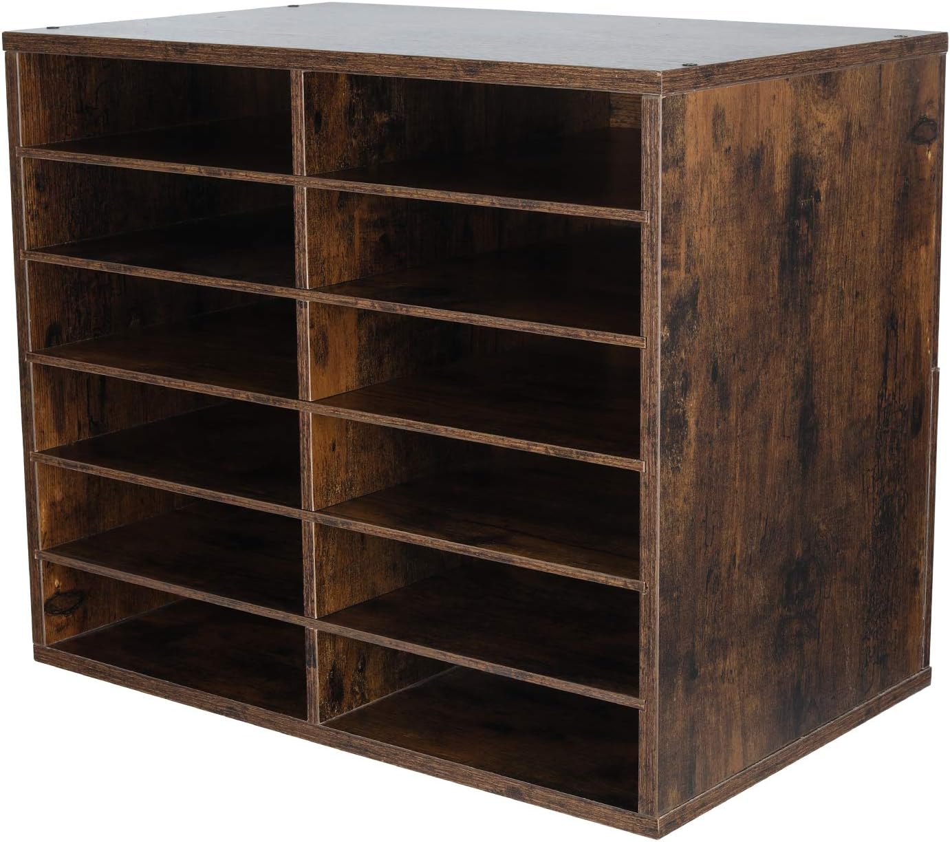 EasyPAG 12 Compartments Wooden Literature Organizer with Adjustable Shelves, 6000 Sheets Capacity Paper Organizer