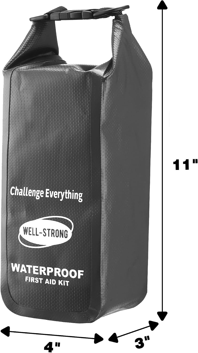 Waterproof First Aid Kit Roll Top Boat Emergency Kit with Waterproof Contents for Fishing Kayaking Boating Swimming Camping Rafting Beach Red