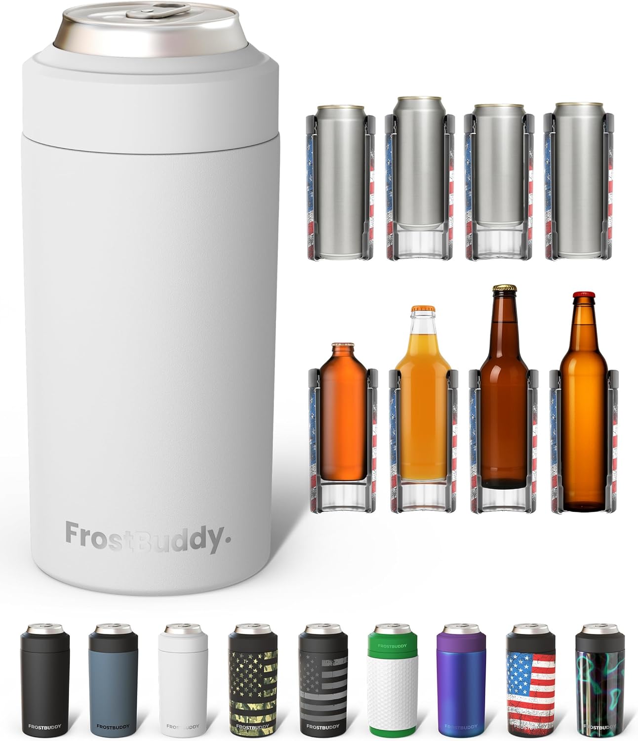 Frost Buddy Universal Can Cooler - Fits Slim Cans, 12 & 16oz (MatteBlack)