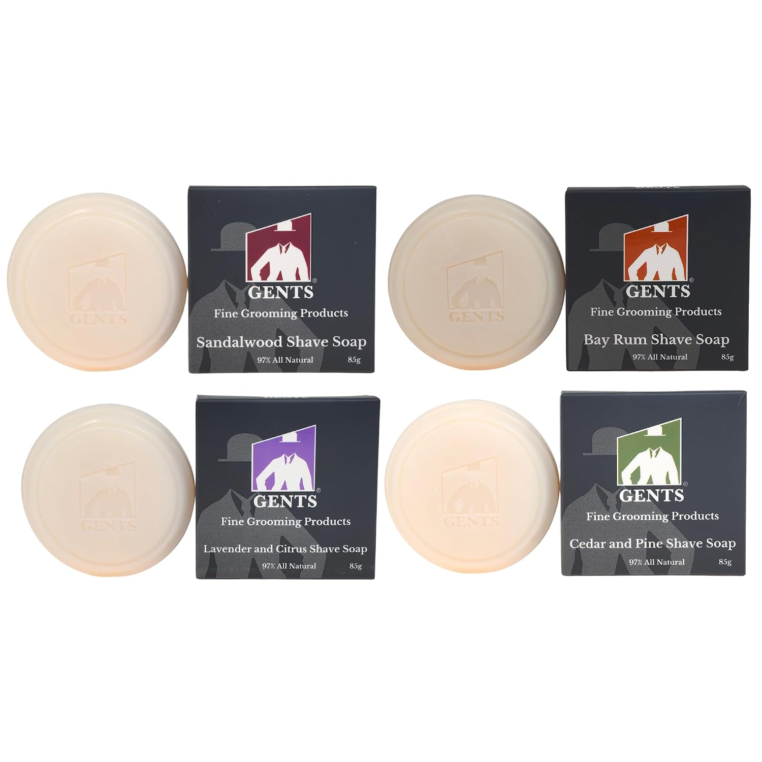 GENTS Men’s Shave Soap, 97% Natural Cedar Pine Scent, Rich Lather Wet Shaving, Traditional Shaving Soap for Men, 3oz Puck