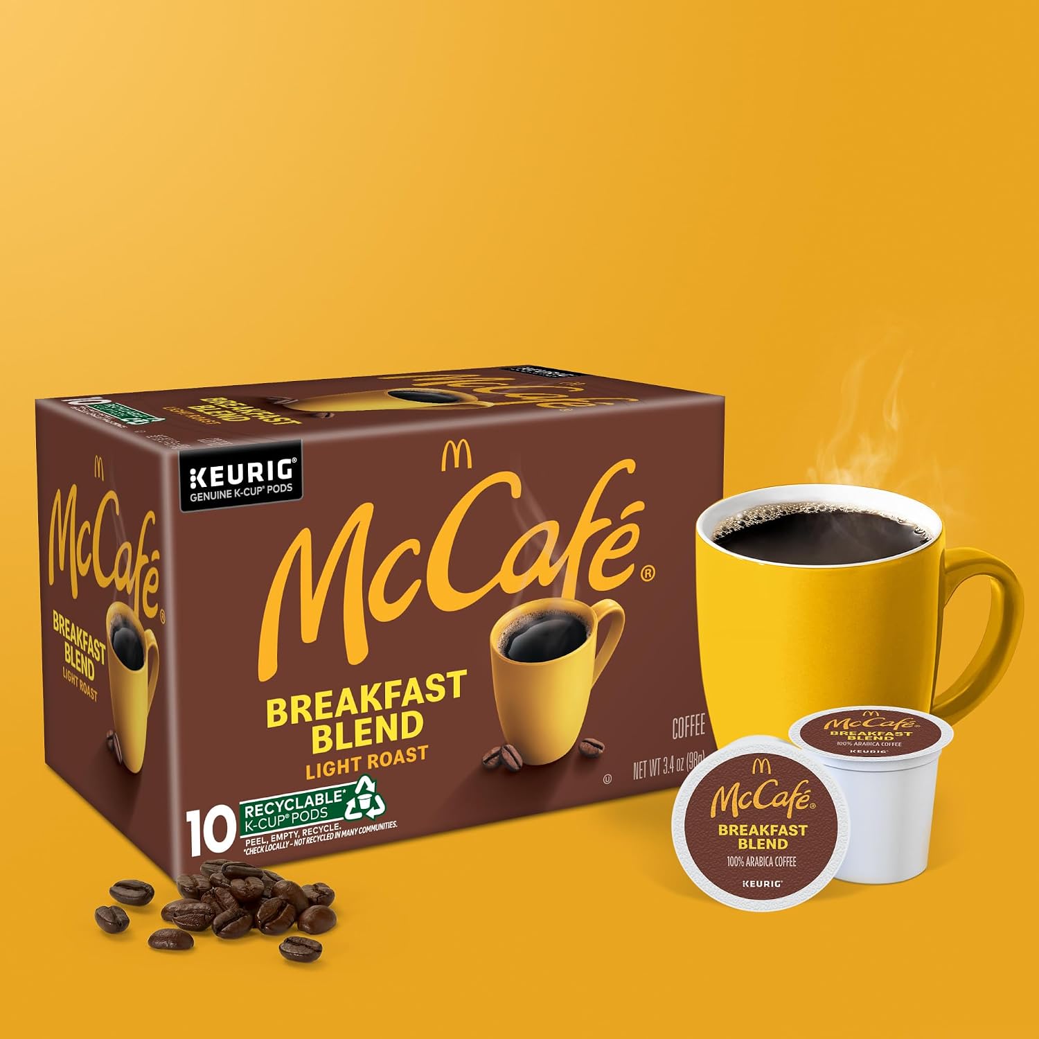 McCafe Breakfast Blend Coffee, Keurig Single Serve Keurig K-Cup Pods, Light Roast, 96 Count (4 Packs of 24)