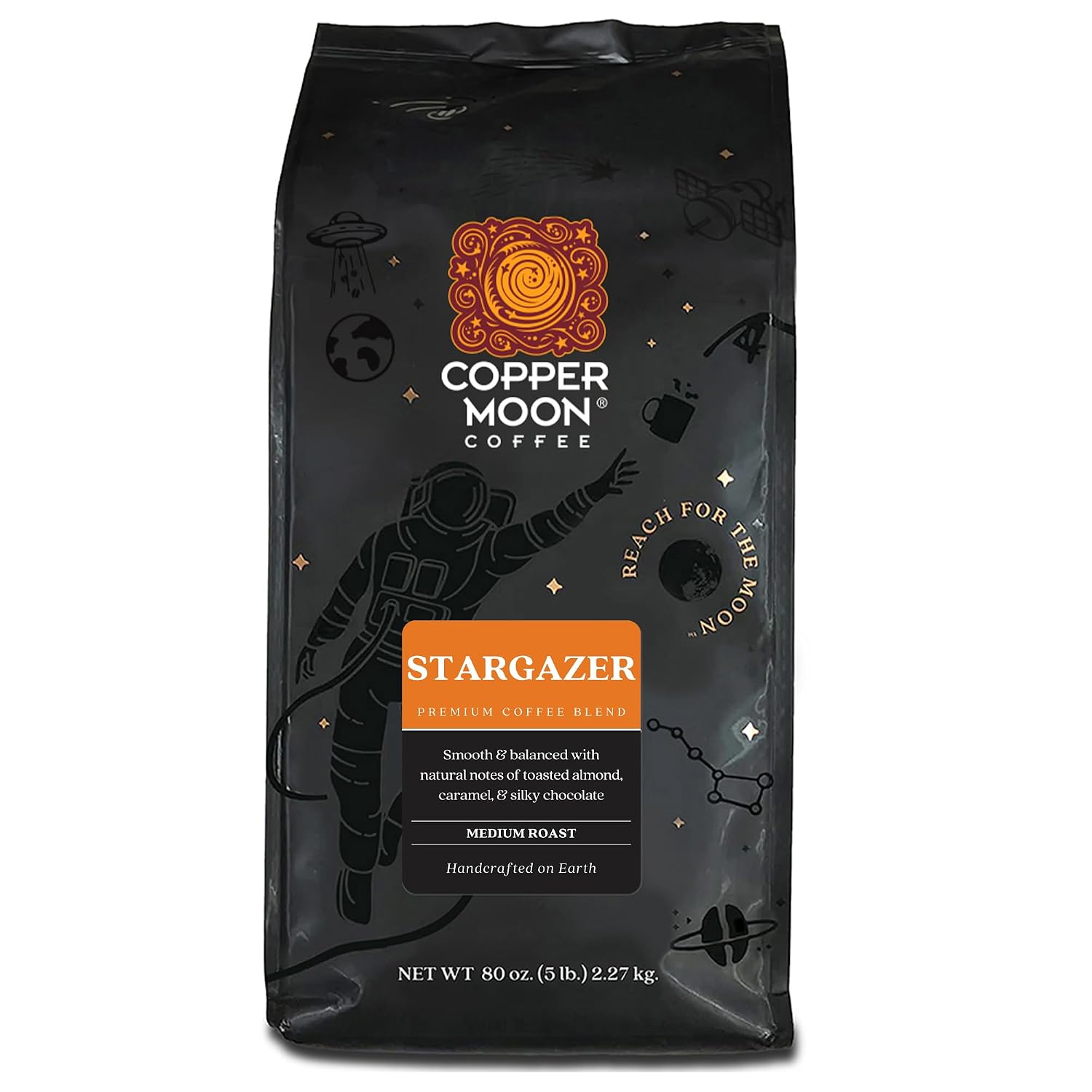 Copper Moon Whole Bean Coffee, Dark Roast, Sumatra, 2 lb | 2 Pound Bag, Vegan, Allergen Free, Non-GMO, Kosher, Vegetarian, Small Batch Roasted