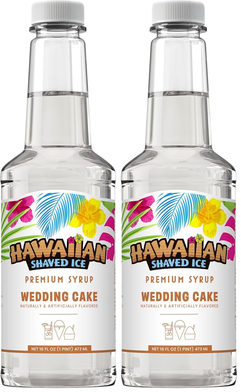 Hawaiian Shaved Ice Blue Raspberry Syrup - Made Nut Soy Dairy Free in the USA - Flavor Fluffy Shaved & Crunchy Snow Cone - Shelf Stable After Opening - Makes 8 Servings - 16 ounces