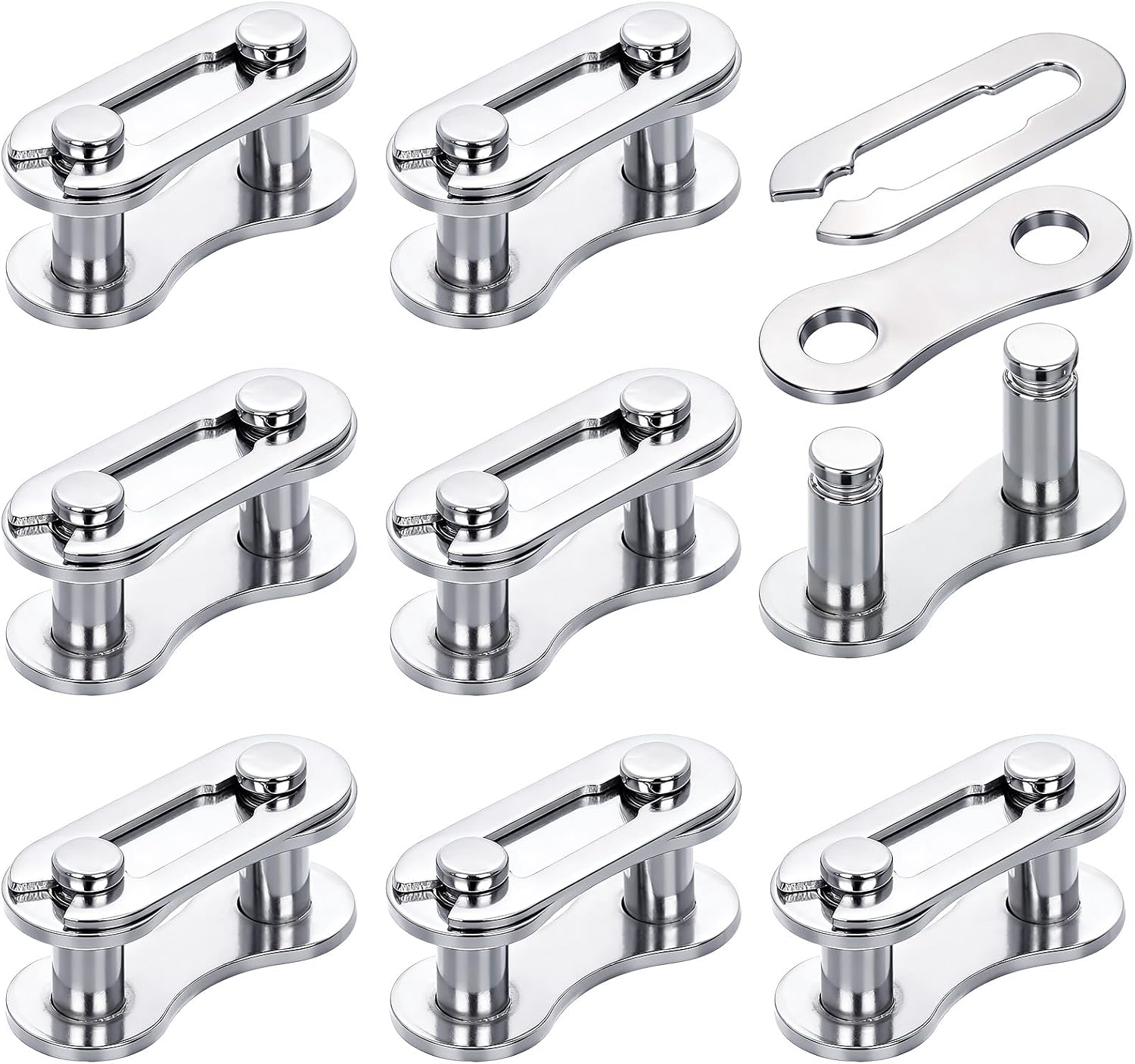 8 Pairs Bicycle Missing Link for 6, 7, 8, 9, 10 Speed Chain Master Link for Bicycle Chain Reusable Bike Parts, Silver