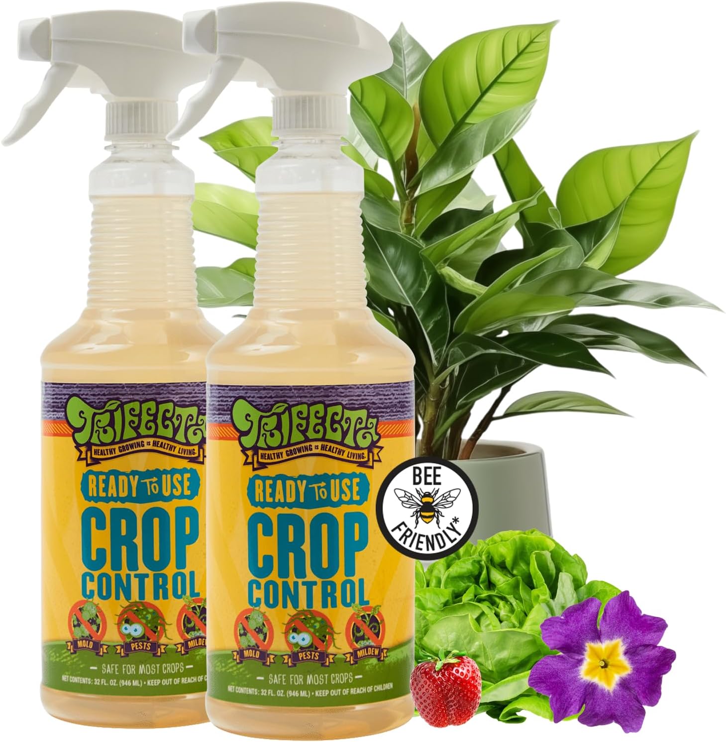 Trifecta Crop Control Super Concentrate | 4 oz | All-in-One Pesticide, Fungicide, Miticide And Insecticide | For Spider Mites, Mildew, Mold And Botrytis