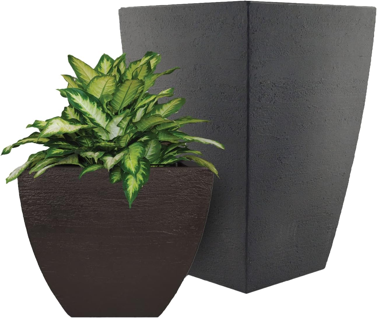 Tusco Products MSQ16BK Modern Square Garden Planter, 16-Inch, Black