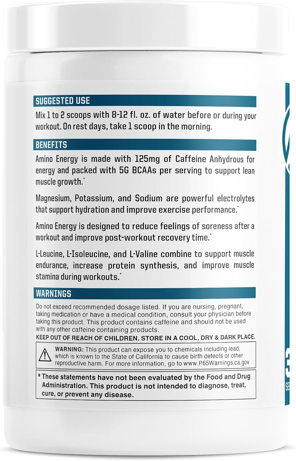 NutraOne Amino Energy BCAA Powder Pre-Workout Supplement with Caffeine Branched Chain Amino Acids to Help Fuel and Recover* (Berry Lemonade - 30