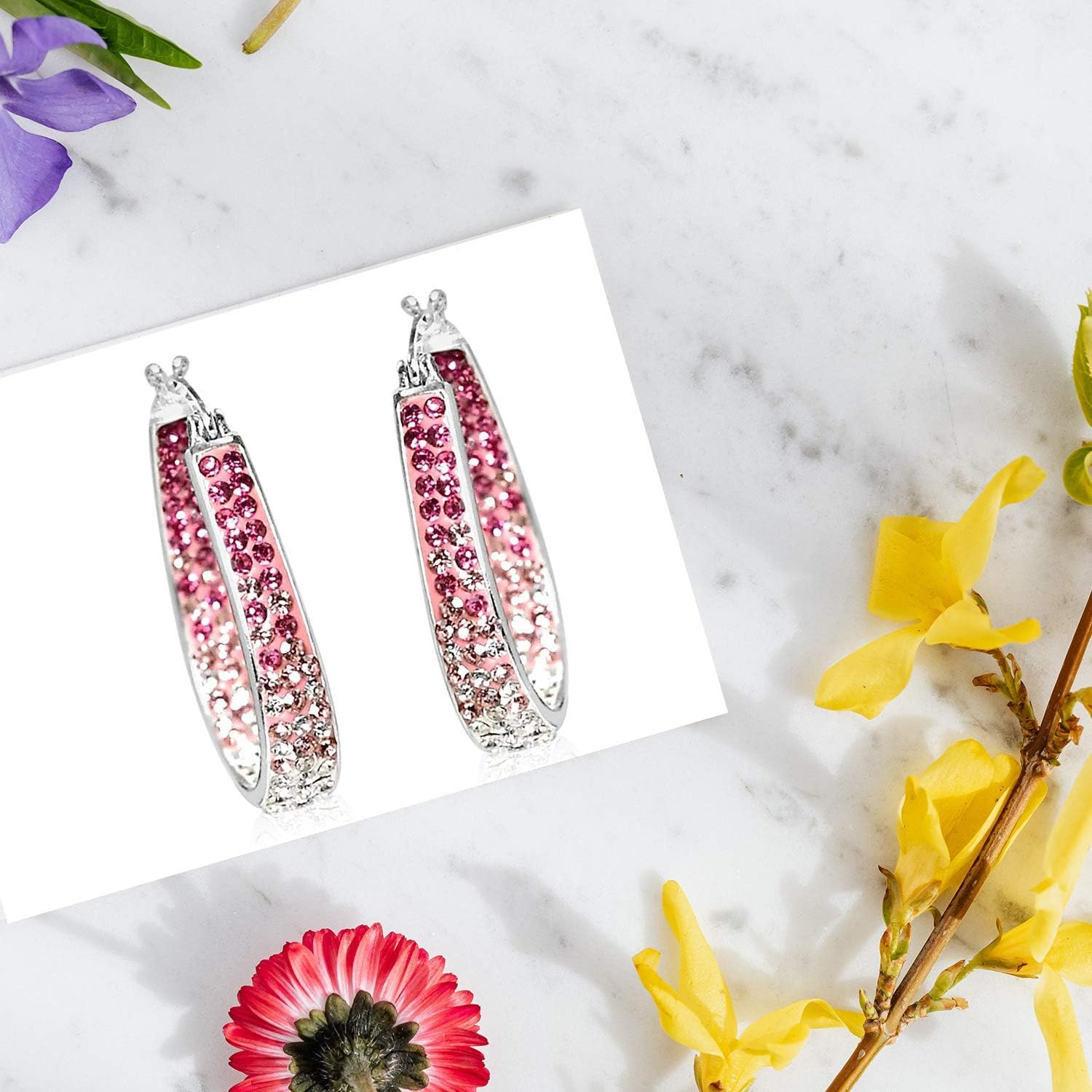 Shop LC Crystals Inside Out Hoop Hoops Earrings Platinum Plated Fashion Jewelry Unique Birthday Gifts for Women