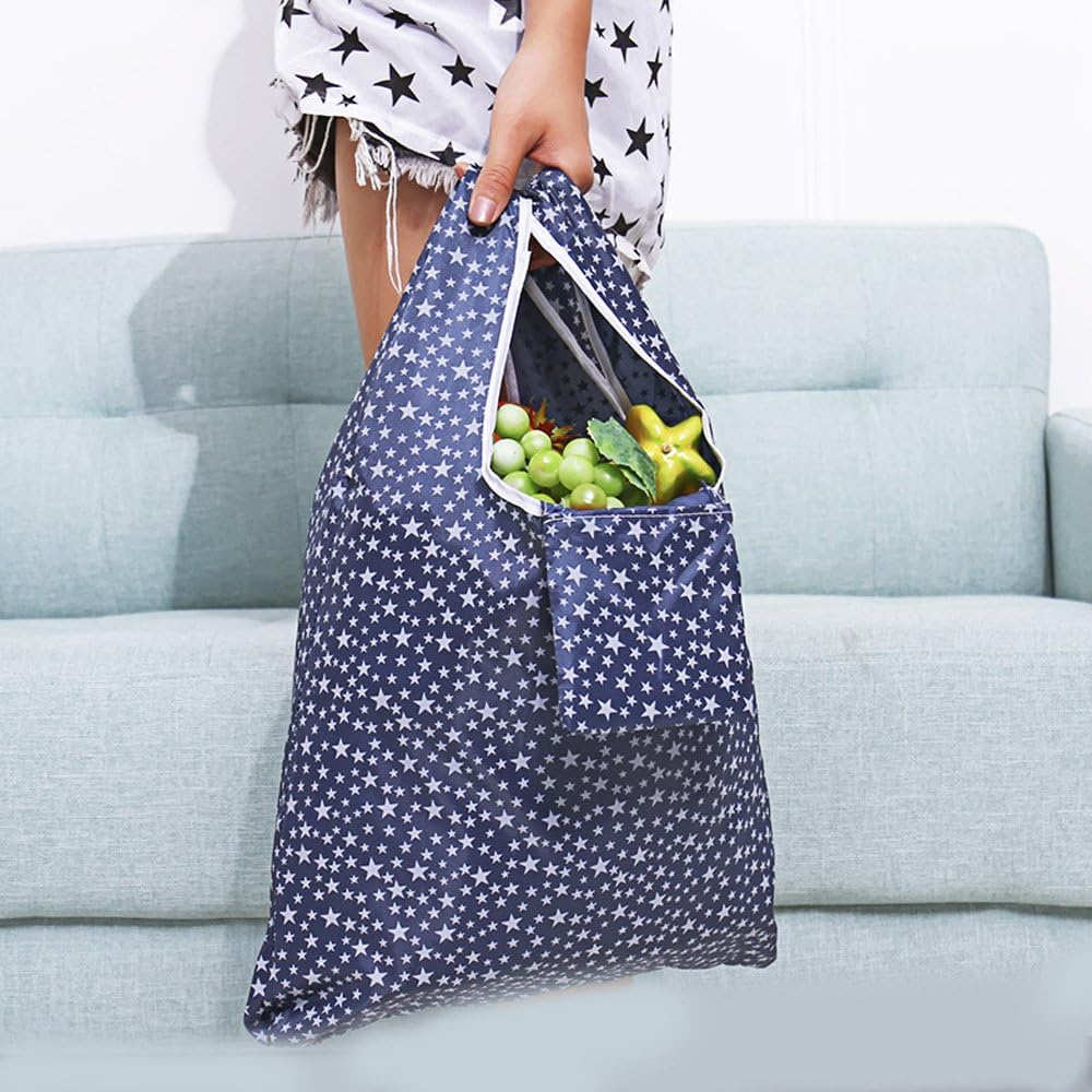 Kaxich Reusable Grocery Shopping Bags - Foldable Eco-friendly Shopper Tote Bags (4 Pack) Waterproof & Machine Washable