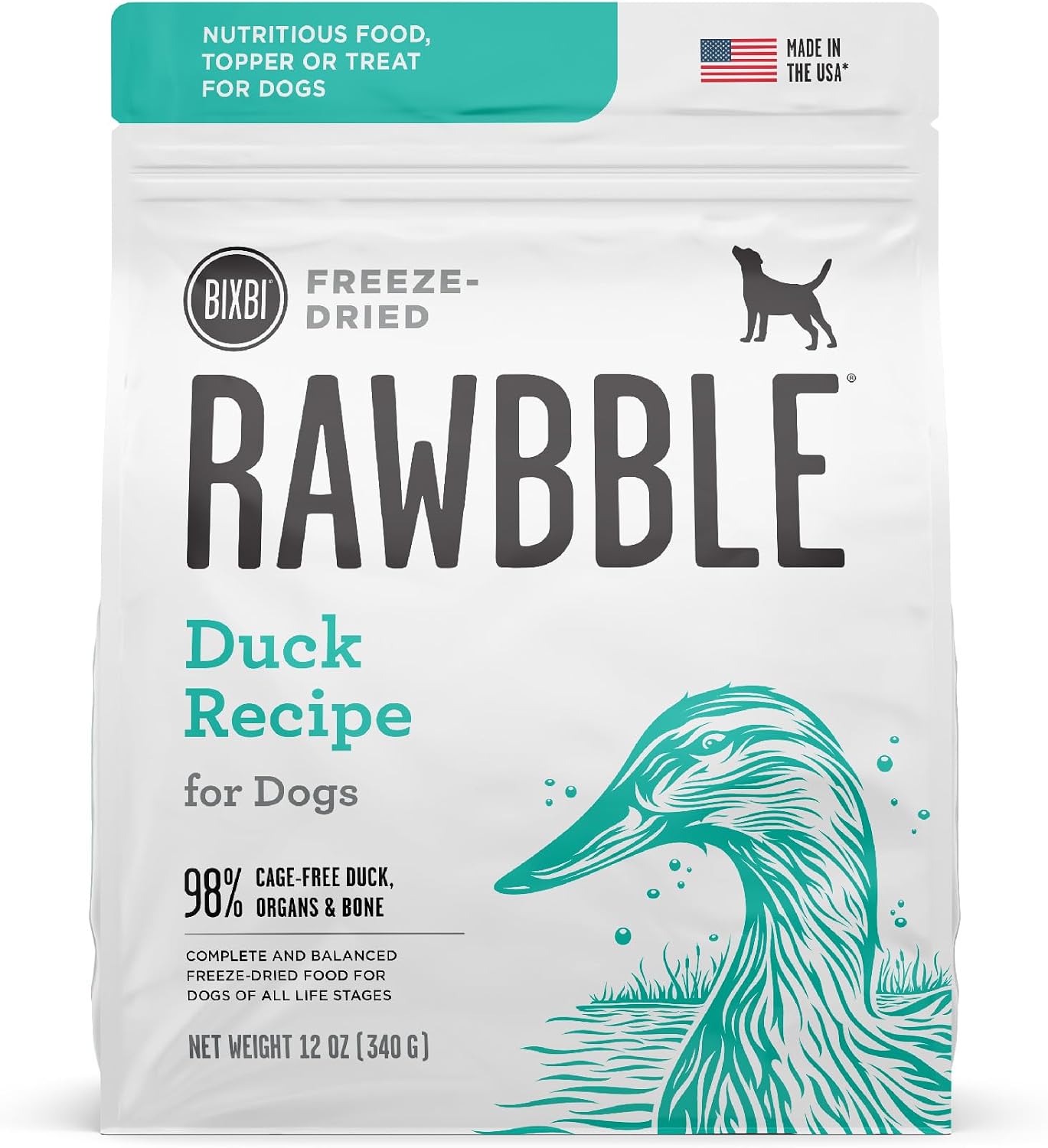 BIXBI Liberty Freeze-Dried Dog Food Topper & Treats, Beef – 98% Meat & Organs, No Refrigeration – USA Made, 26 oz