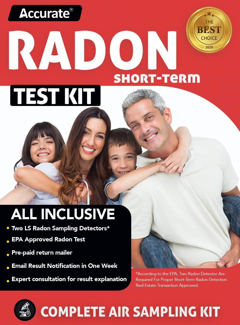 Accurate Home Radon Test Kit - EPA Certified Short-Term Dual Detectors - Comprehensive Radon Testing for Home - All-Inclusive Lab Fee - Reliable