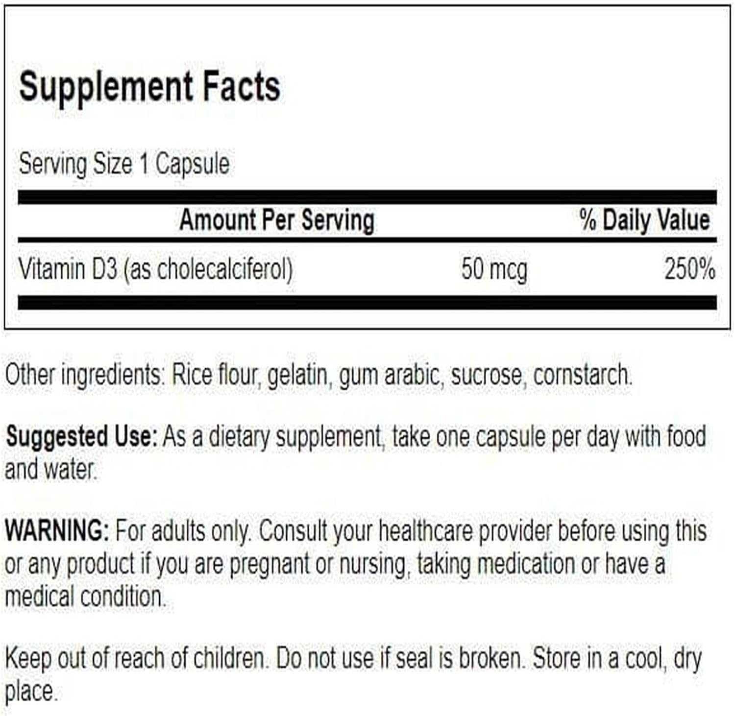 Swanson Higher Potency Vitamin D-3 2000 Iu - Sunshine Vitamin Bone, Immune Support (50 mcg) 250 Capsules
