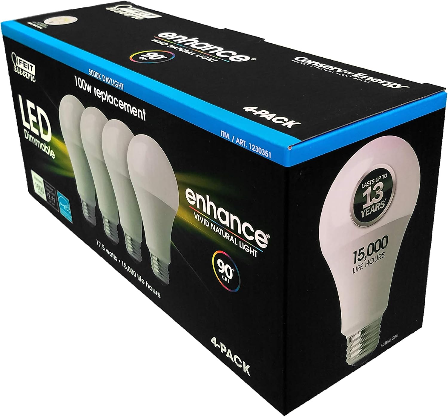 Feit Dimmable LED 5000K Daylight 4-Pack (100W Replacement) 17.5W