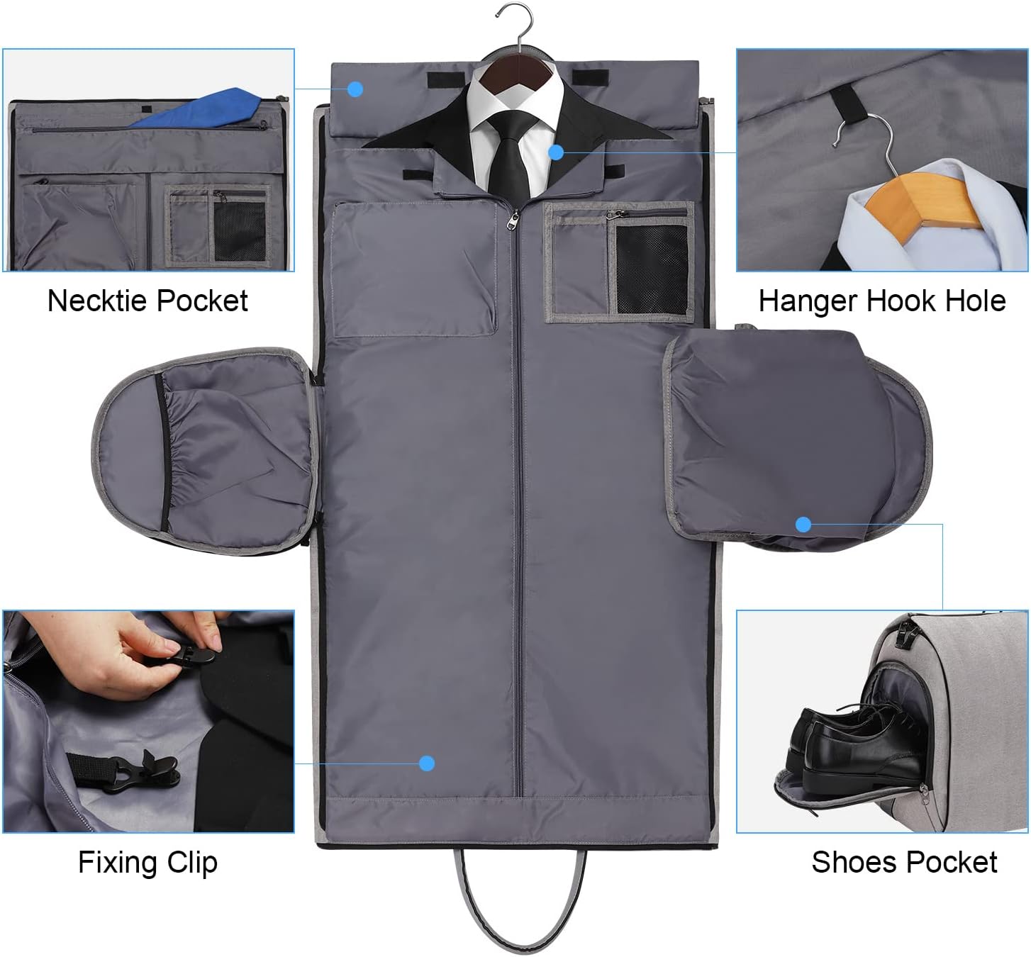 Garment Bags for Travel, 45L Carry on Convertible Garment Duffle bag