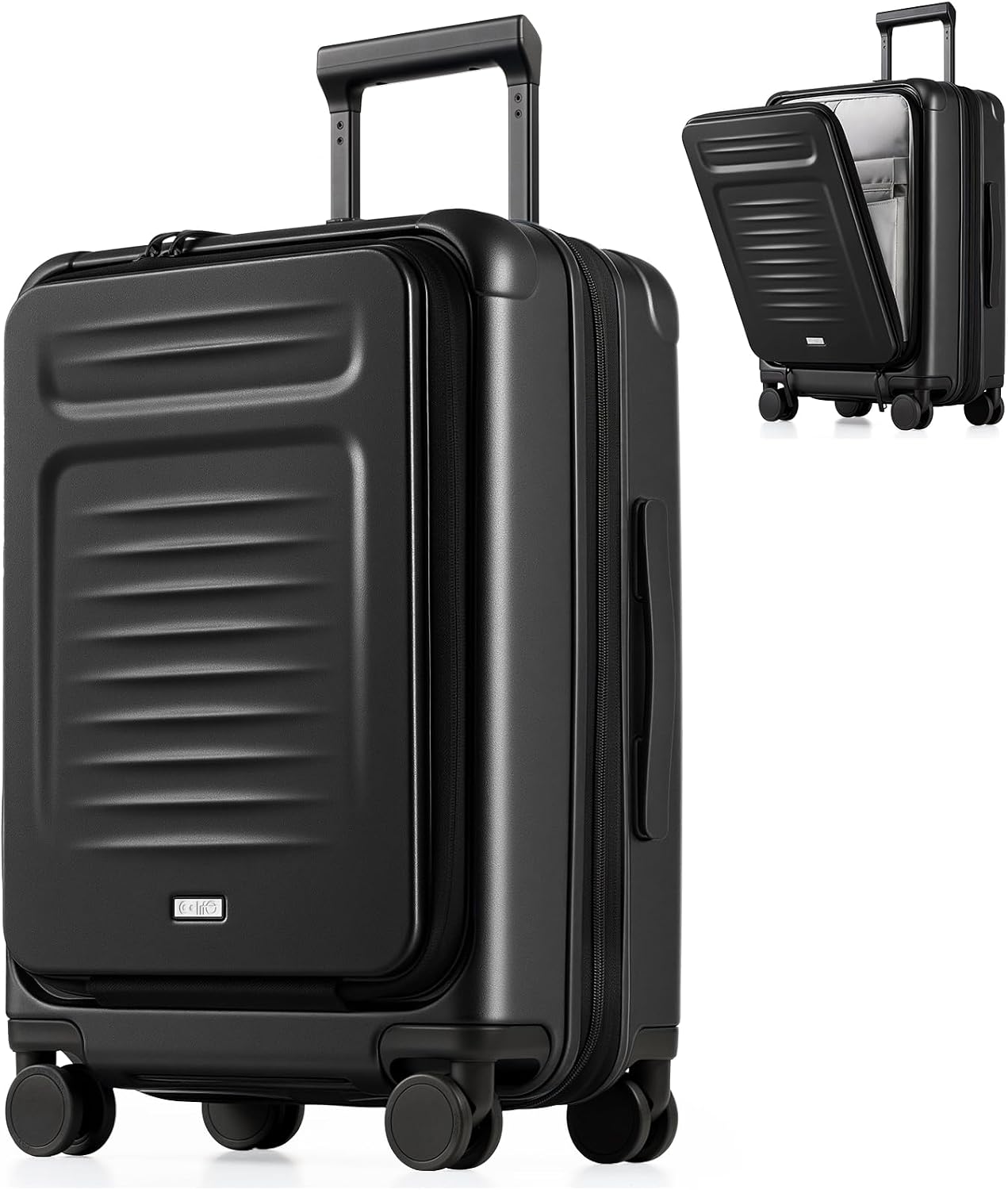 Coolife Expandable Luggage with TSA Lock Carry On Green | Front Pocket with Laptop Compartment,22x14x9 Airline Approved,Durable Hardshell Suitcases,Reinforced Bottom Groove