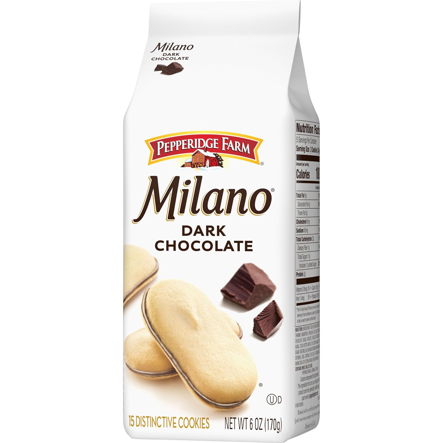 Pepperidge Farm Milano Milk Chocolate Cookies, 6 OZ Bag (15 Cookies)