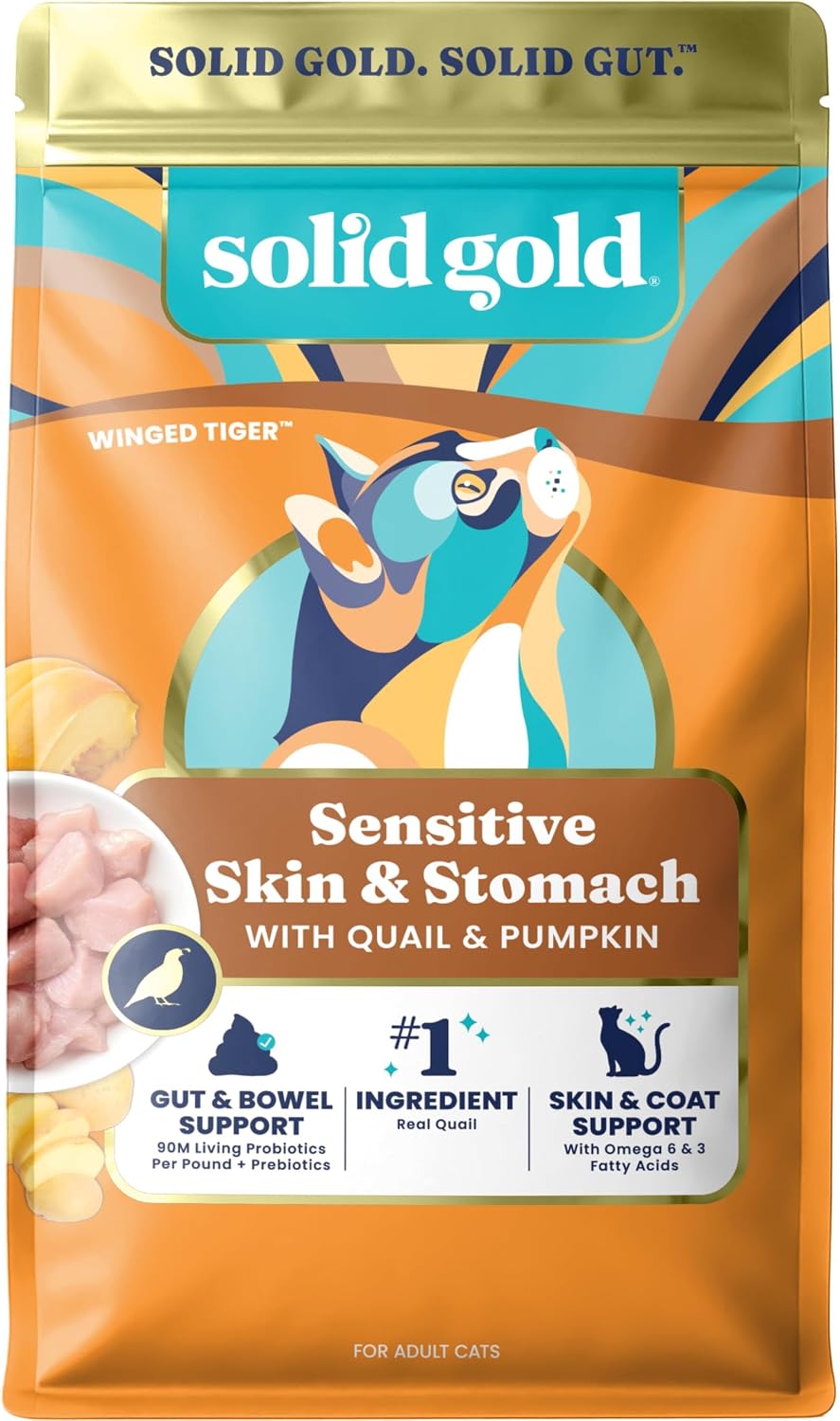 Solid Gold Dry Cat Food for Indoor Cats of All Ages - W/Lamb, Brown Rice, Barley, Probiotics & Fiber for Gut Health- Holistic & Healthy Cat Kibble for Kittens & Adults - Dry Kibble for Cats - 4 LB