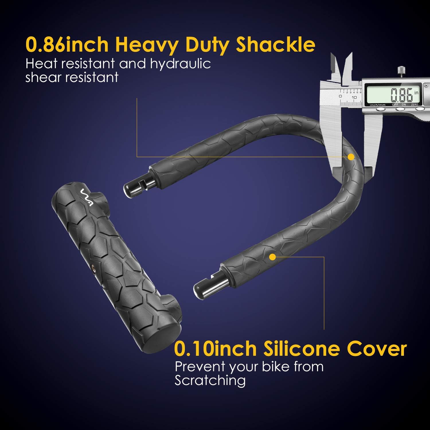 Bike Lock Heavy Duty Anti Theft, Long Shackle Bike U Lock with Keys, 4FT Security Cable and Mounting Bracket for Bicycle, Ebike, Scooter