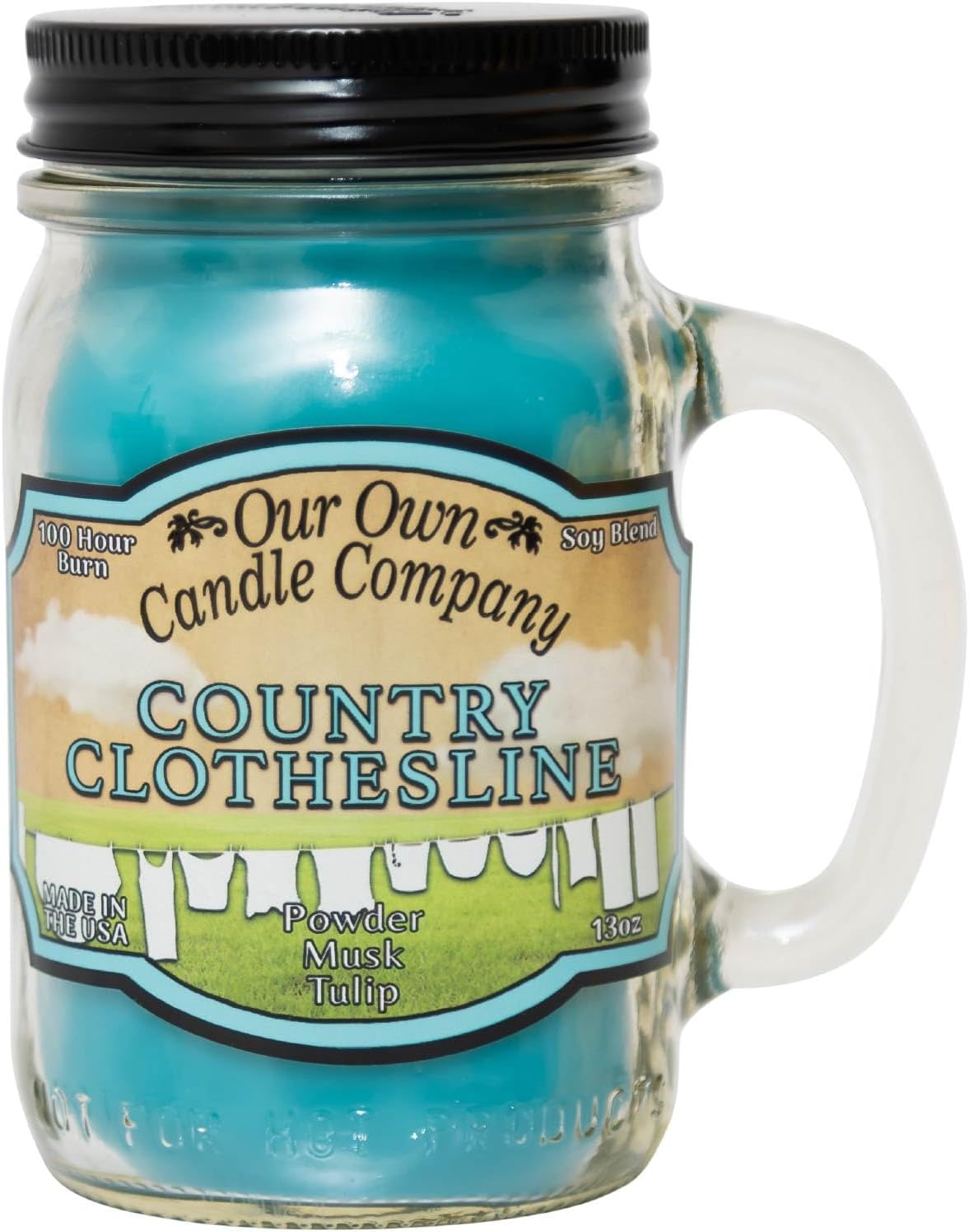 Balsam Pine Scented Mason Jar Candle, Our Own Candle Company, 13 oz | Clean, fresh Balsam-pine-tree scent; soy blend wax; lead-free wick with patented straightener; long lasting