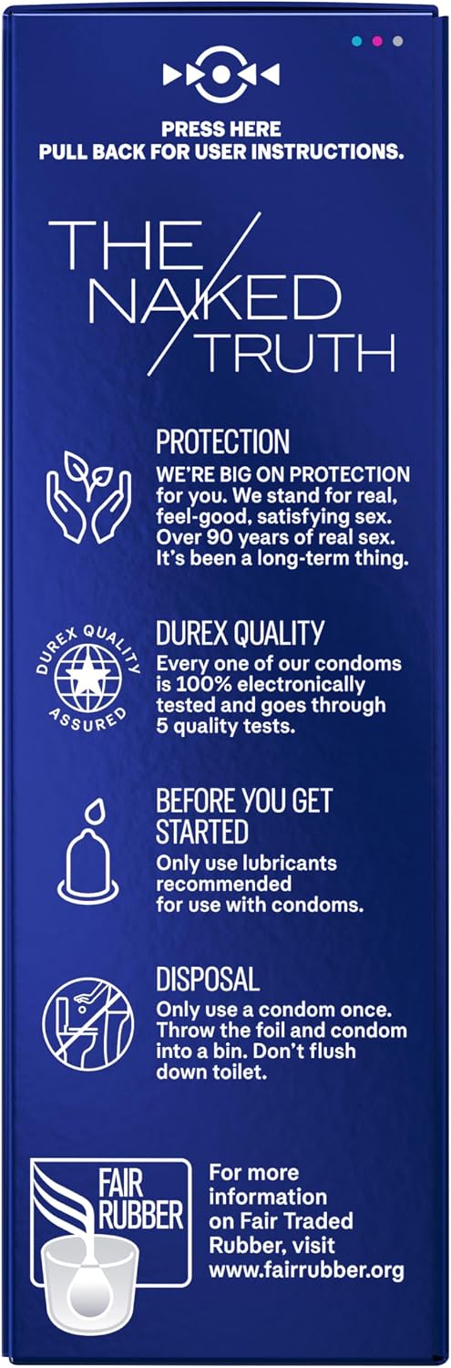 Condoms, Ultra Fine, Ribbed, Dotted with Delay Lubricant, Durex Performax Intense Natural Rubber Latex Condoms, 12 Count, Contains Desensitizing Lube for Men
