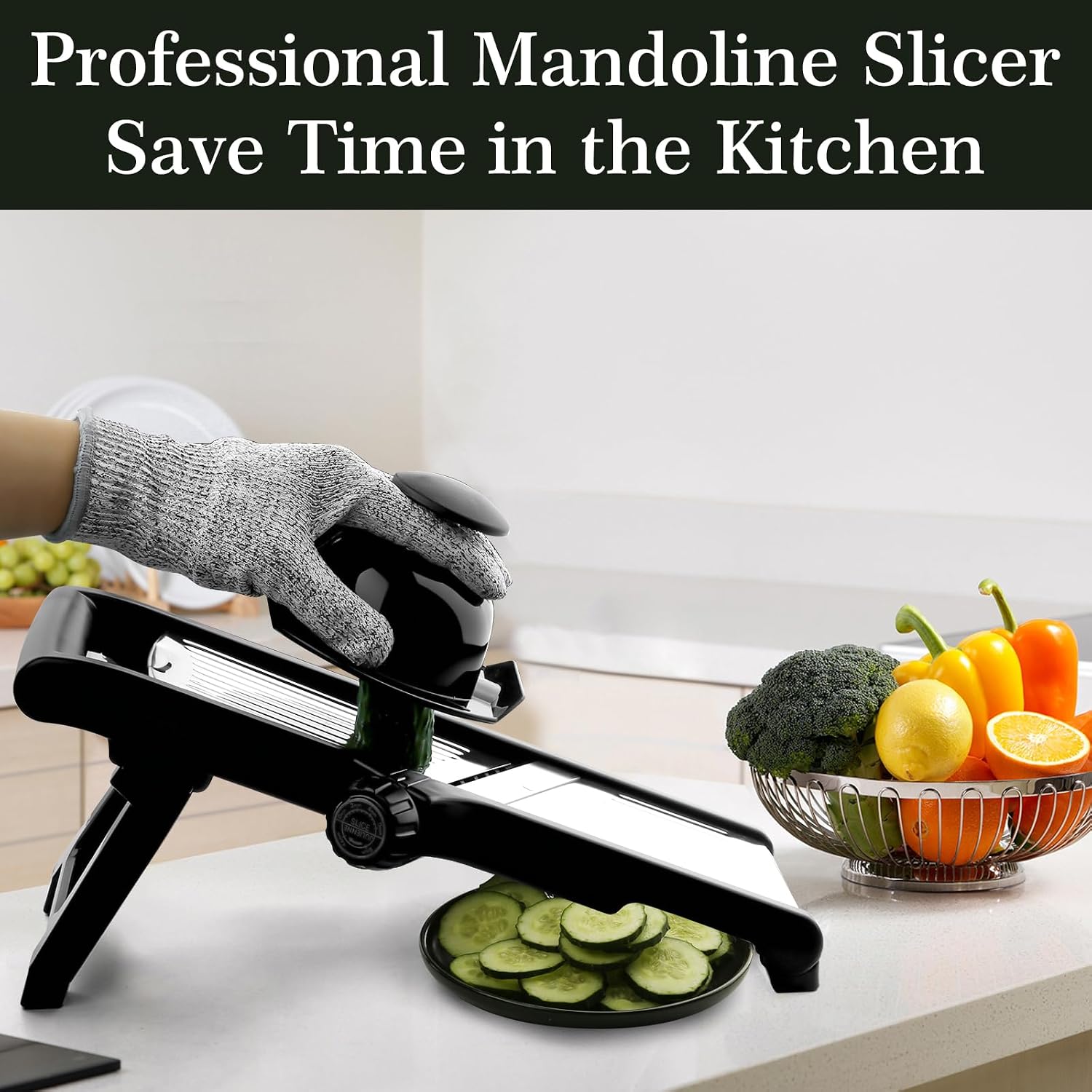 VEKAYA Mandoline Slicer, Mandoline Slicer for Kitchen, Adjustable Mandolin, Stainless Steel Mandoline, Vegetable Slicer, Potato, Onion, Cucumber