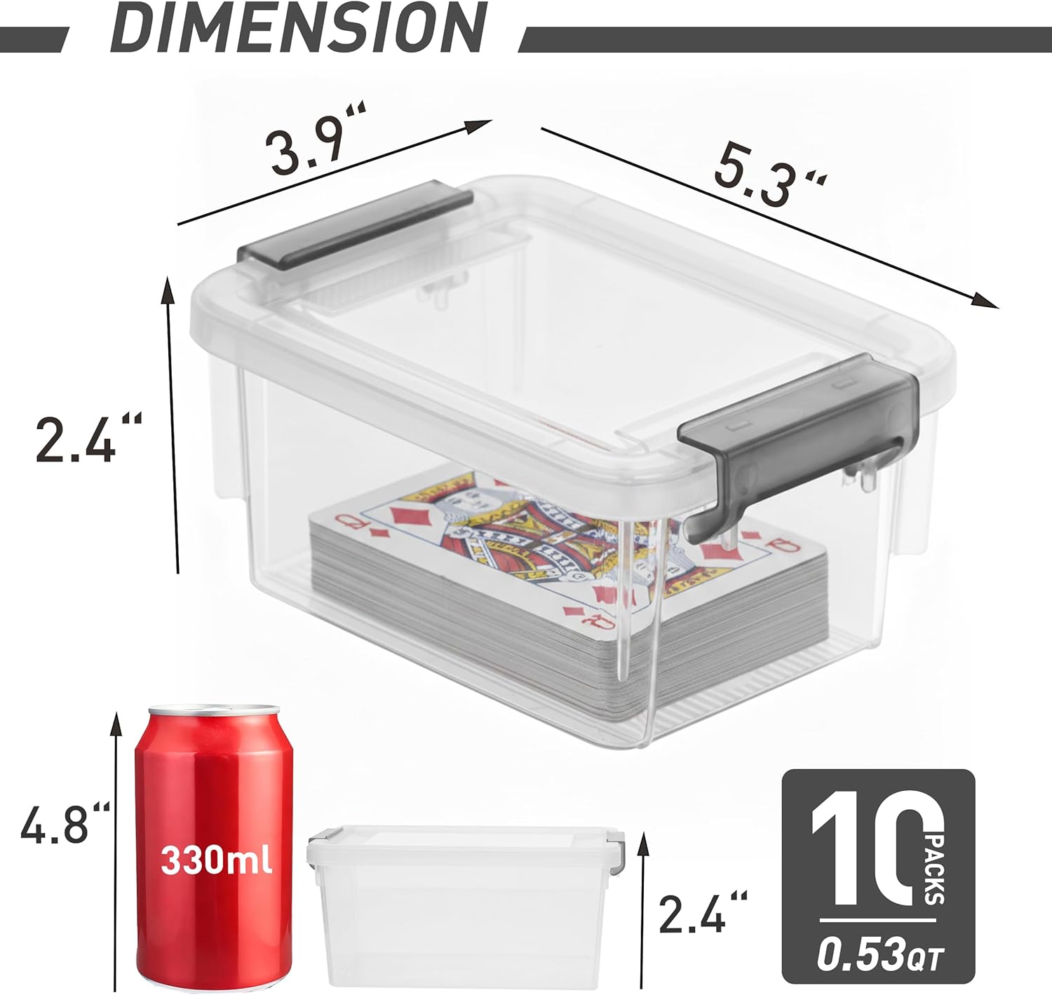 Citylife 10Packs 1.3Qt Small Storage Bins with Lids,Stackable Clear