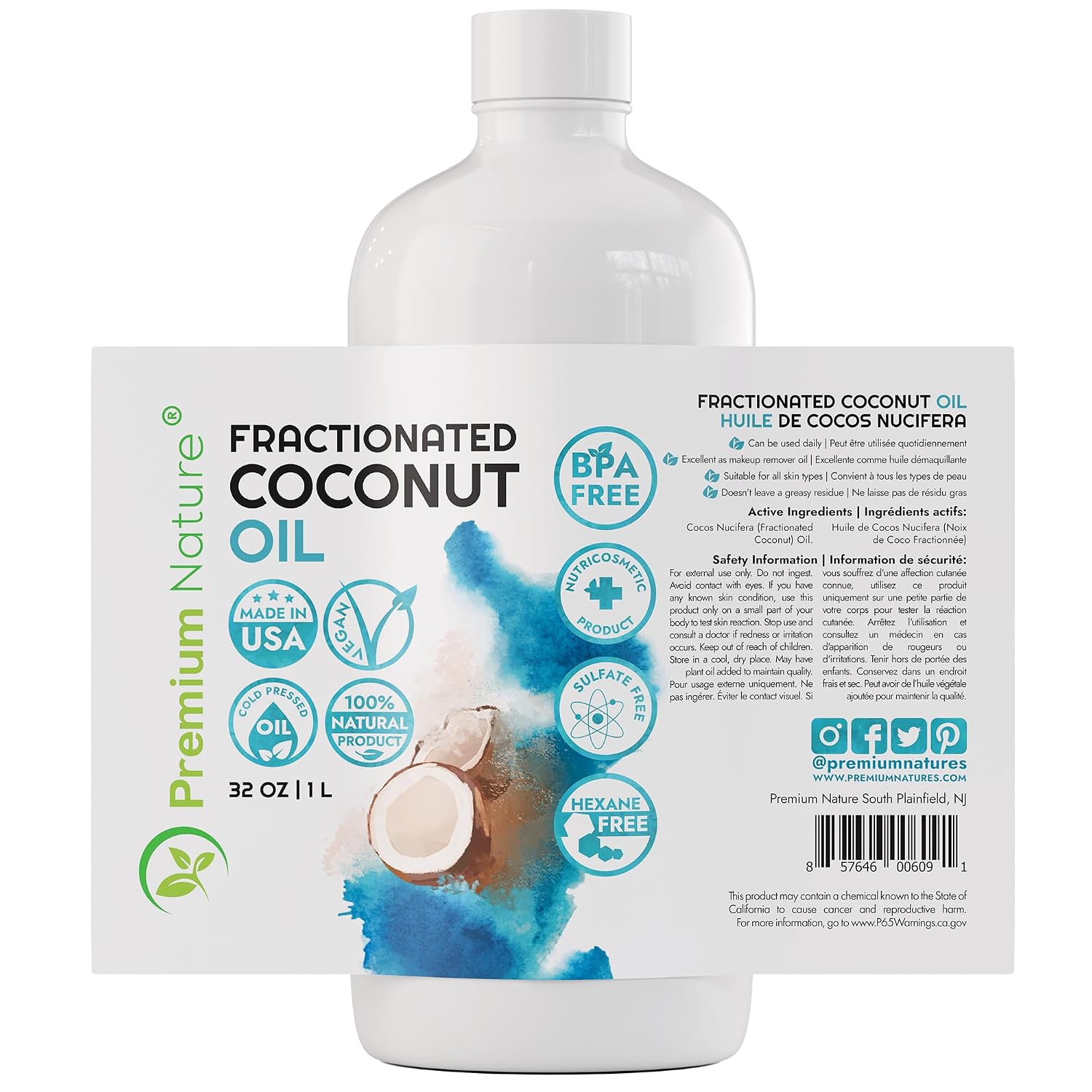 Fractionated Coconut Oil for Skin Moisturizer with Pump Massage Oils Best Carrier for Essential Oils Mixing Body OUL for Dry Skin Moisturizer Natural Oi for Face Hair Body 1 Gallon