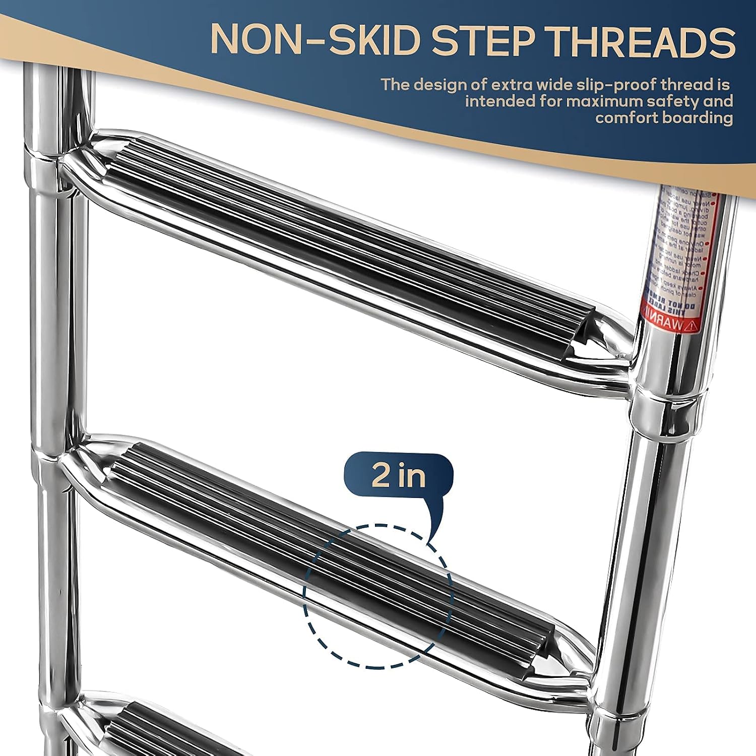 4-Step Pontoon Boat Ladder, 316 Stainless Steel Folding Telescoping Inboard Ladder with Hand Railing and Extra Wide Steps