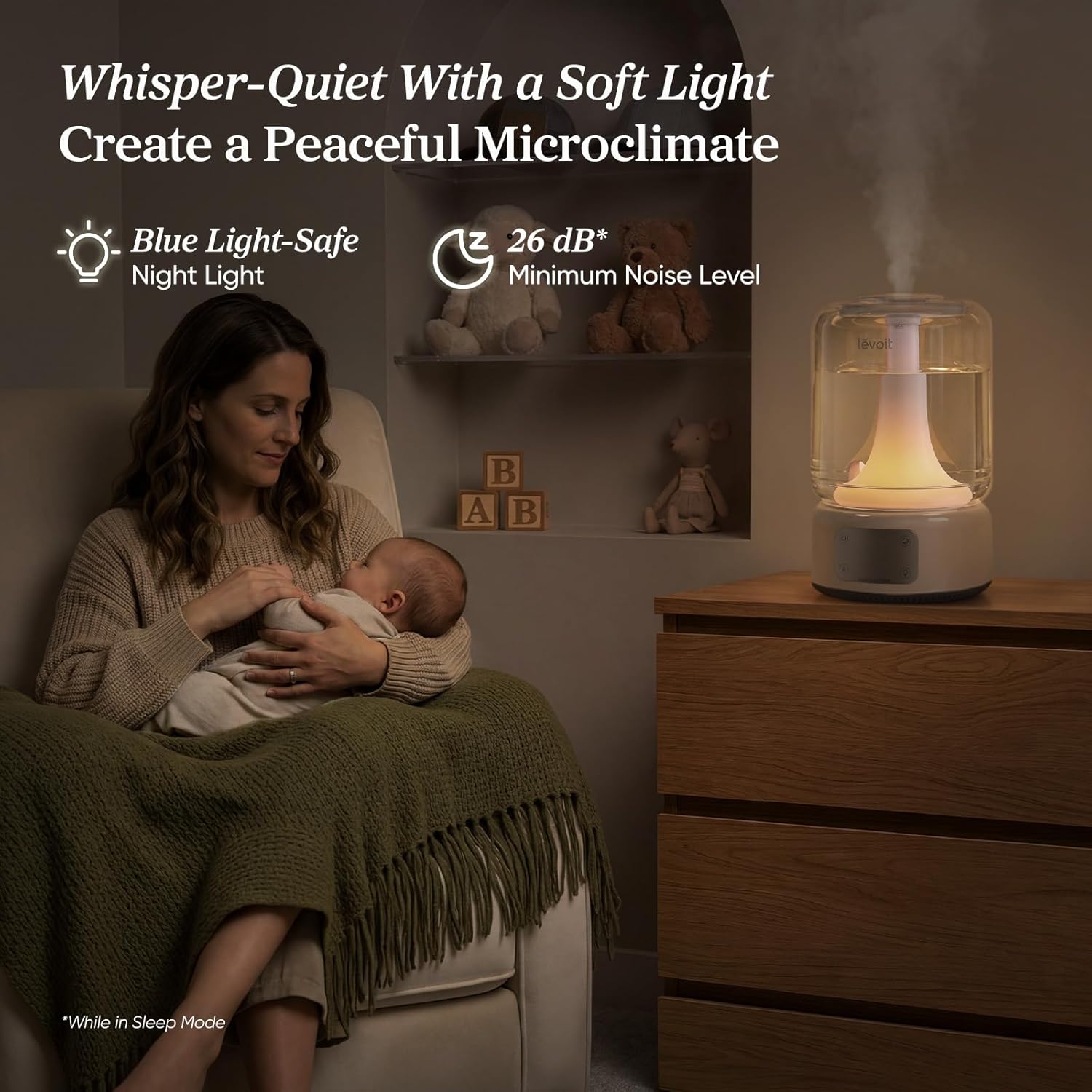Levoit Humidifiers for Bedroom Large Room, 6L, 60H Runtime, 26dB, Smart App