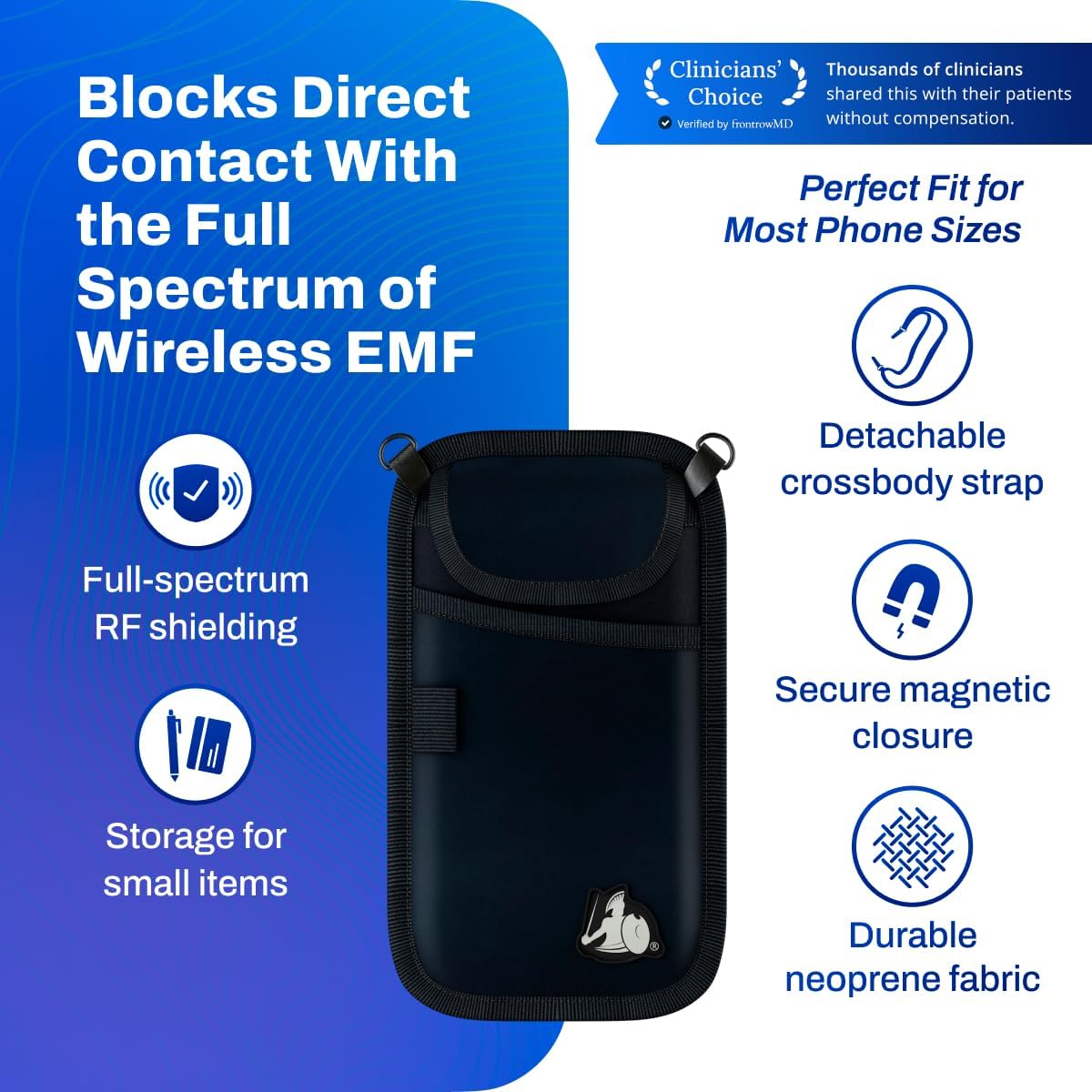 DefenderShield EMF Cell Phone Pouch with Extra Pocket (Black)
