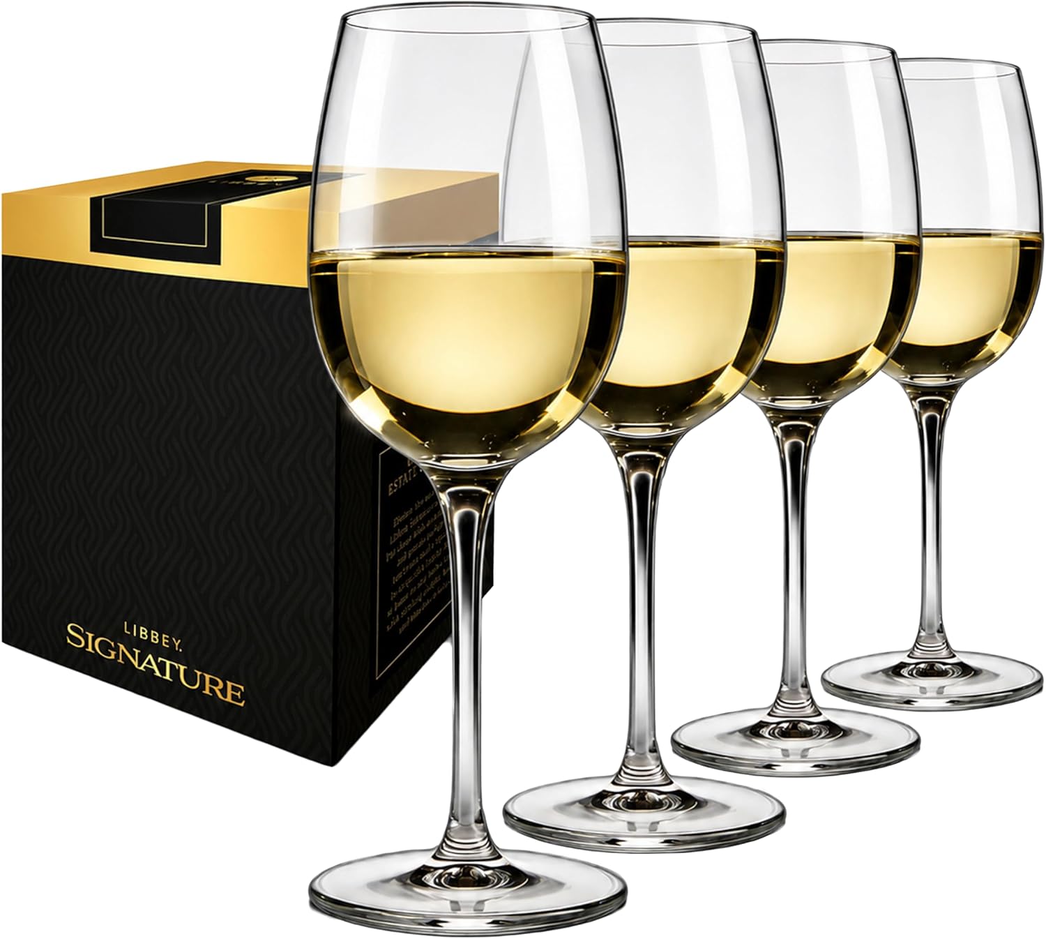 Libbey Signature Kentfield Estate All Purpose Wine Glasses Set of 4, Long Stem Wine Glasses for Red and White Wine, Perfect Glass Goblet Gift Set