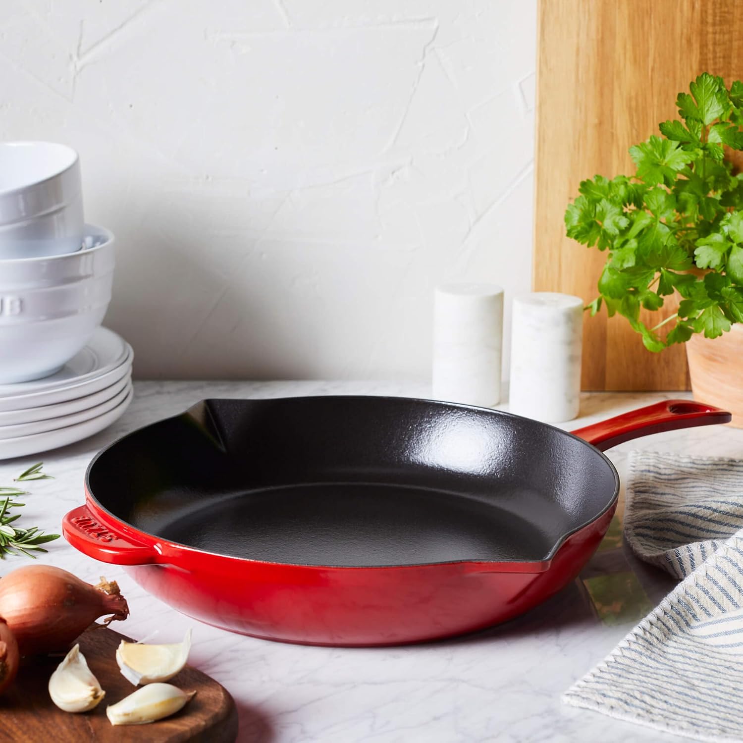 Staub Cast Iron 10-inch Fry Pan - Grenadine, Made in France