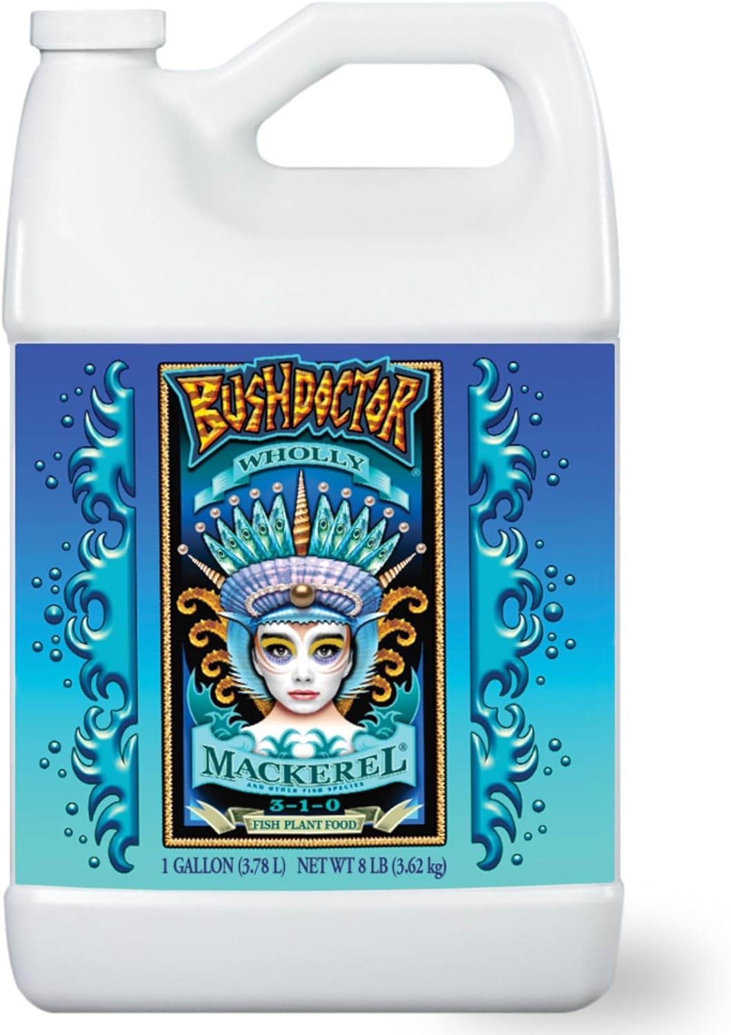 Bush Doctor Wholly Mackerel Fish Fertilizer - Organic Liquid Fertilizer Supports Vigorous Growth, Designed for Fast Nutrient Uptake - 3-1-0 Formula, Ideal for In-Ground & Container Garden - 1 Pint