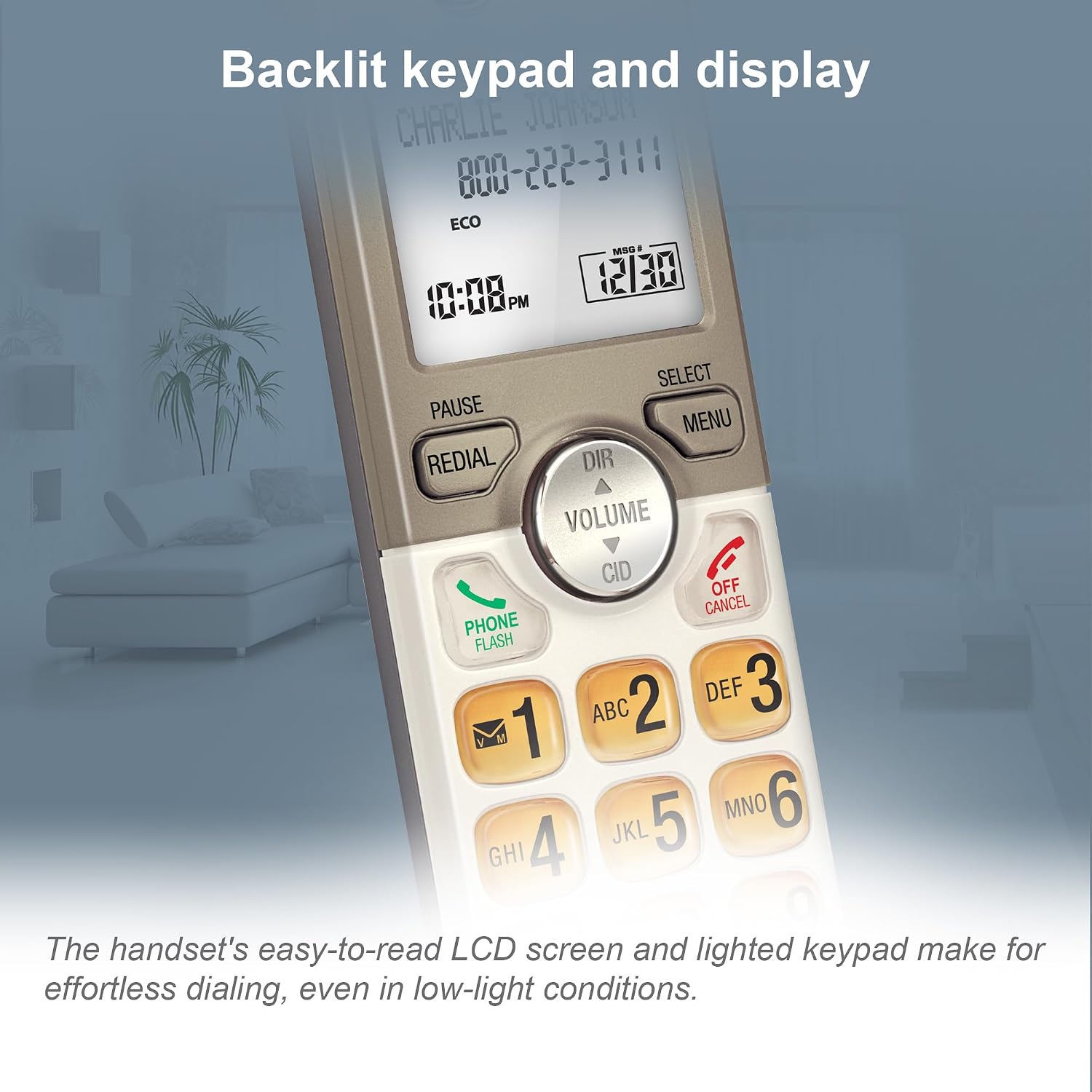 AT&T EL52213 2-Handset Cordless Phone, Light Champagne | Digital Answering System, Extra-Large Backlit Keys, Caller ID/Call Waiting, DECT 6.0, Expandable Speakerphone