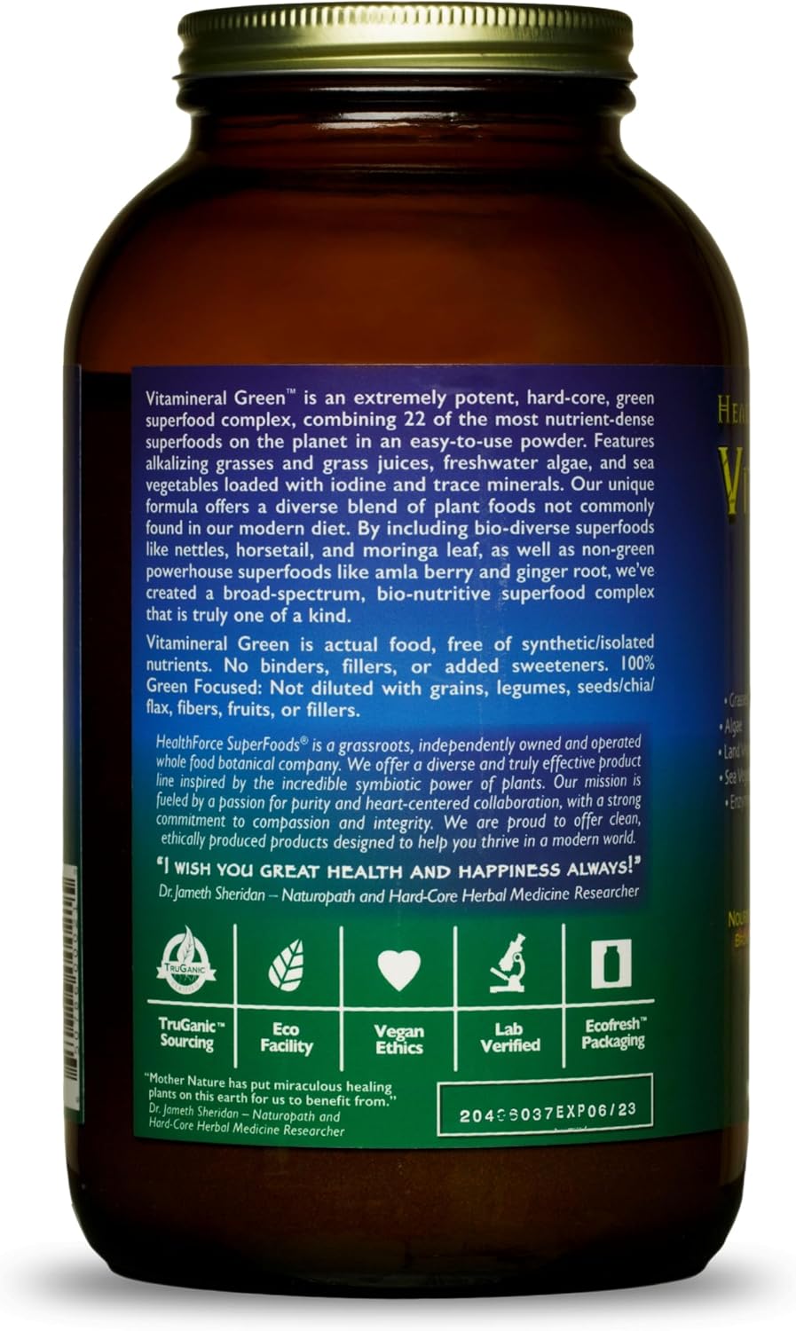 HEALTHFORCE SUPERFOODS Vitamineral Green - Mineral Supplement for Immune & Thyroid Support - Green Powder Supplement with Ingredients from the Land - Gluten-Free & Vegan - 150 Grams