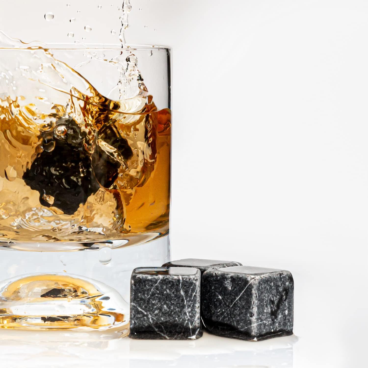 Premium Whiskey Stones Gift Set with 12 Pcs Stones and Bag. Whiskey, Bourbon, Cognac, Scotch, Gin