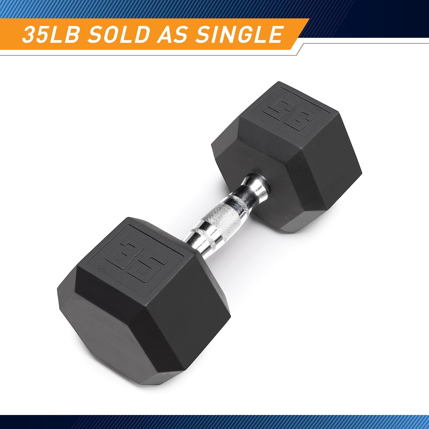 Marcy Classic Rubber Hex Dumbbell with Knurled Grip for Strength Training and Bodybuilding, 5lb - 50lb Single Dumbbell for Exercise & Fitness, Sold Individually