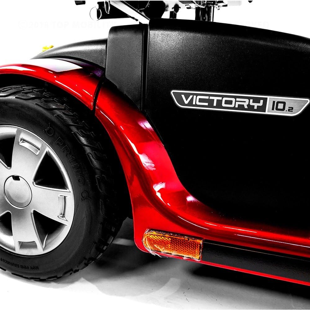 Victory 10.2 Red Pride Mobility 4-Wheel Electric Scooter S7102 + Front Basket Bag