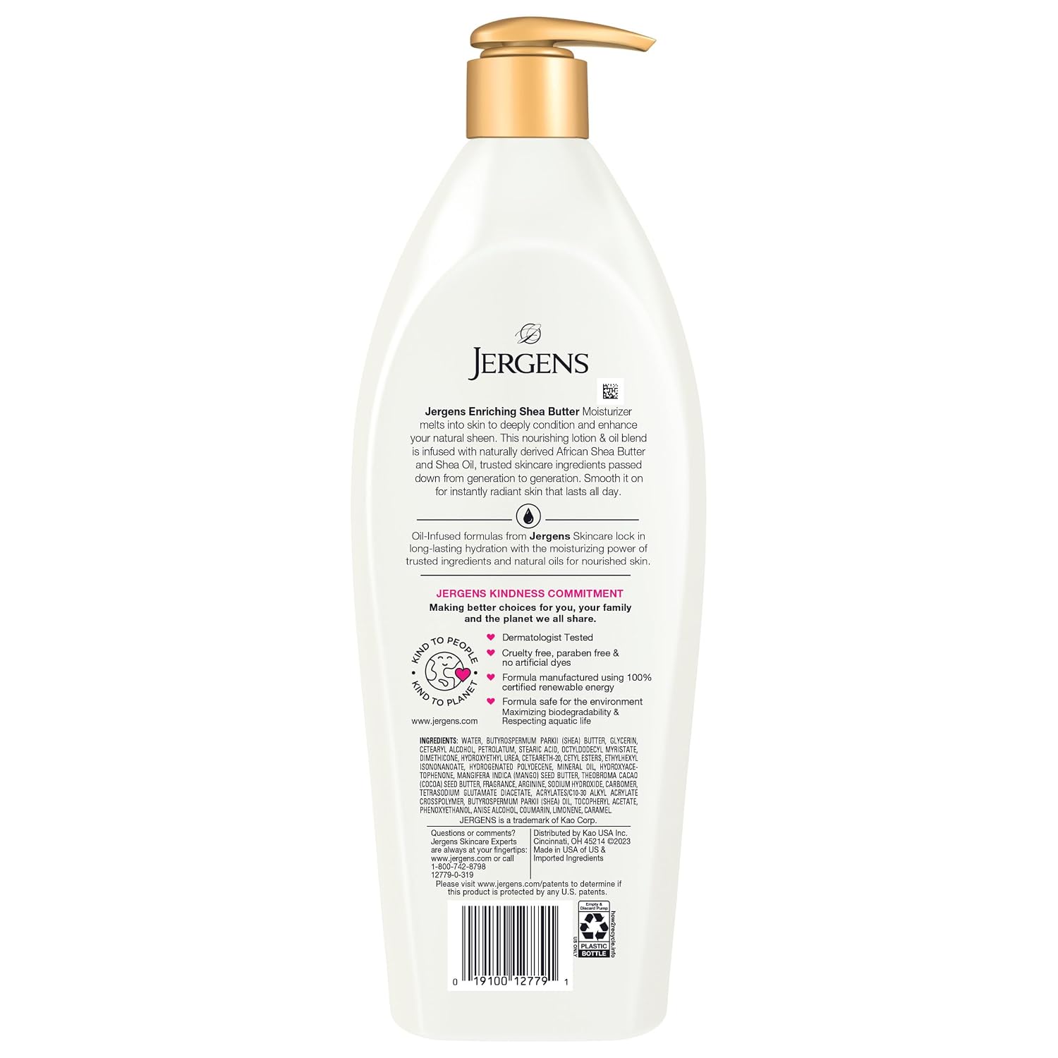 Jergens Shea Butter Body Lotion, Deep Moisturizer for Dry Skin, 26.5 fl oz | Enriching Hand and Body Lotion, Vitamin E, Extremely Dry Skin Relief, 2.5X More Radiant Skin, Deep Conditioning