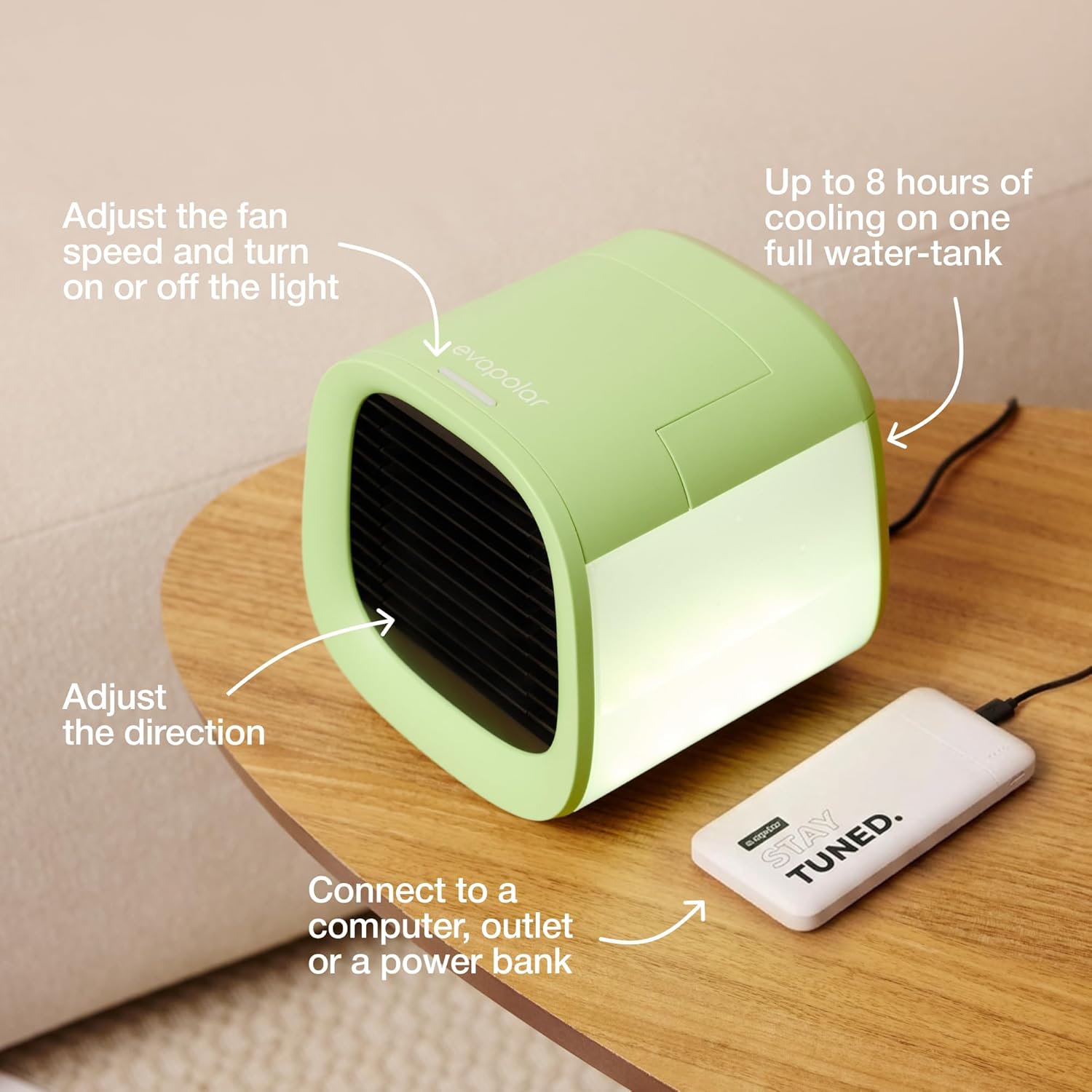 Evapolar evaCHILL Portable Air Conditioners - Portable AC Unit - Small Personal Evaporative Air Cooler & Fan for Desk, Office, Car, Camping, White