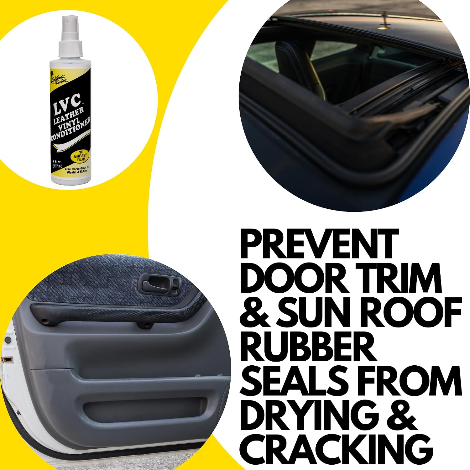 CALIFORNIA CUSTOM – Leather Vinyl Conditioner LVC, Protect Your Leather, Rubber, Plastic and Vinyl from Wearing
