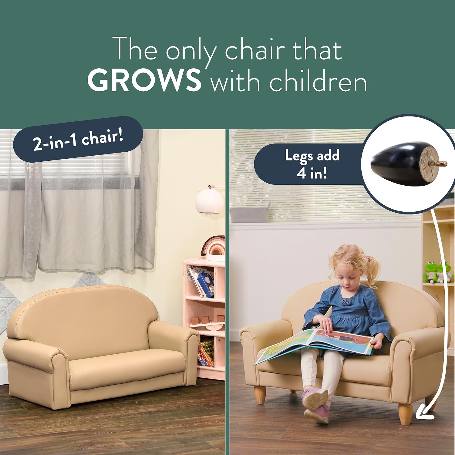 Children's Factory Upholstered Toddler Couch, Sofa, Deep Water