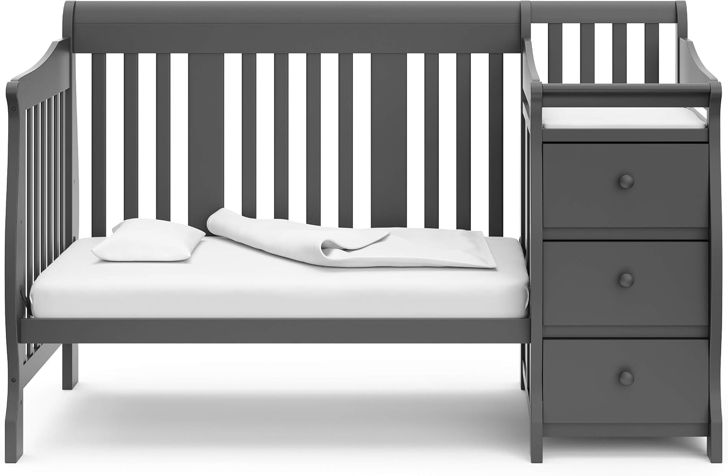 Storkcraft Portofino 5-in-1 Convertible Crib and Changer, Pebble Gray