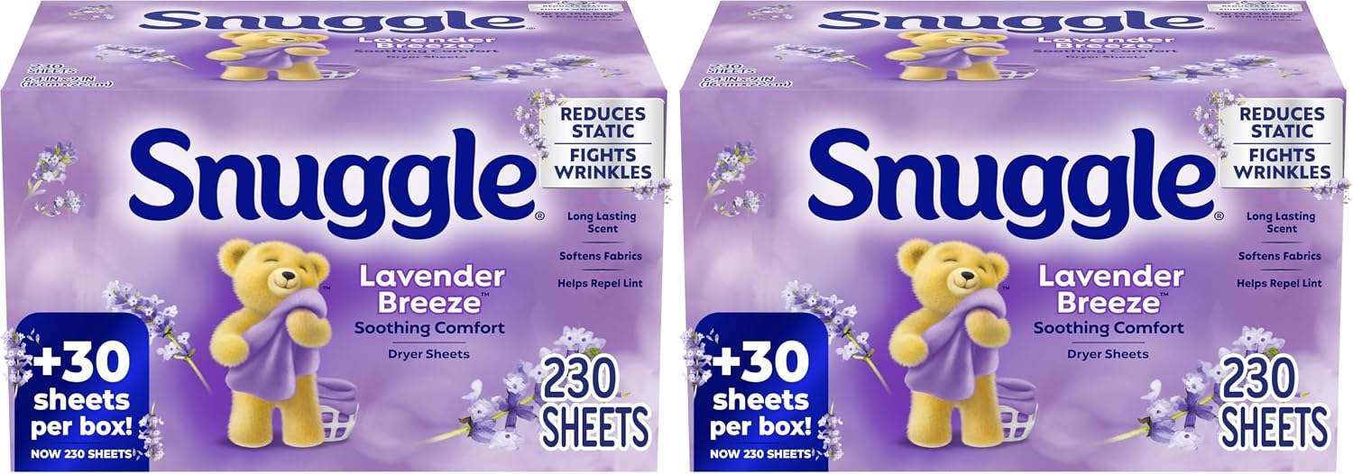 Snuggle Dryer Sheets, Blue Sparkle , 230 Count | Long-Lasting Fresh Scent, Reduces Static and Wrinkles, Repels Pet Hair and Lint, HE Dryer Compatible