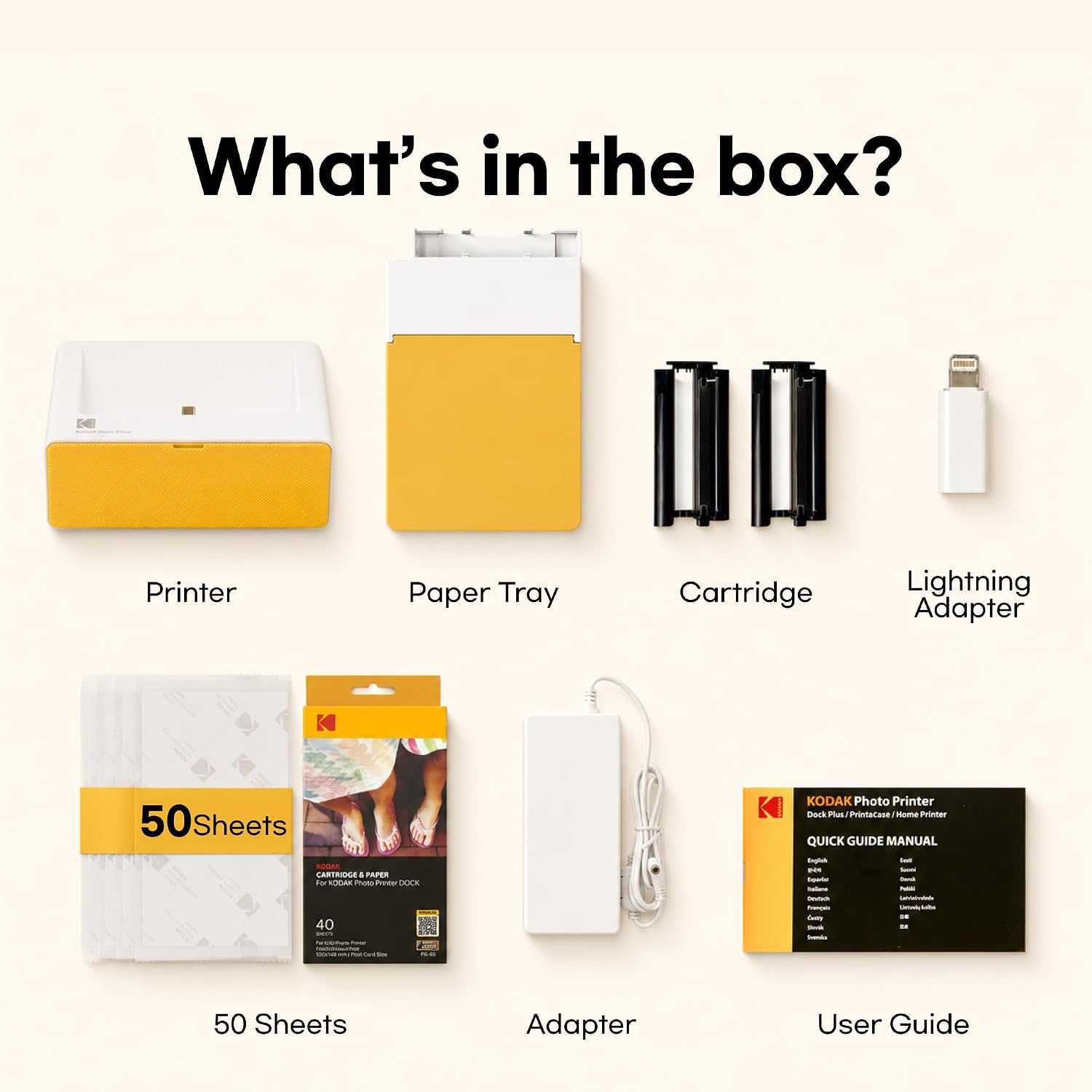KODAK Dock Plus 4x6 Photo Printer, Smartphone Docking, 4PASS, 50 Sheets