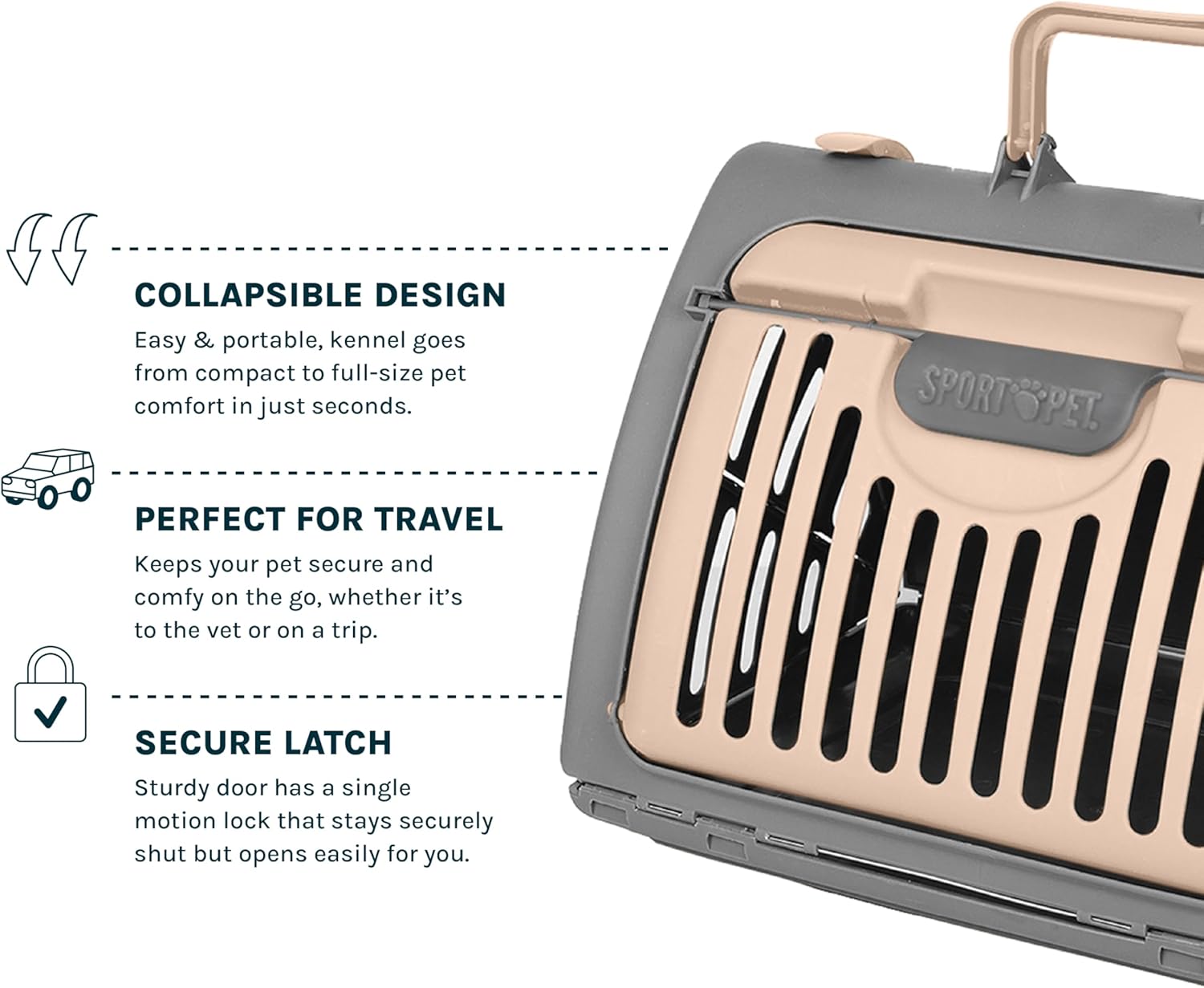 SportPet Large Hard-Sided Travel Cat Carrier - Cat Carrier with Patented Wide Side-Opening Door