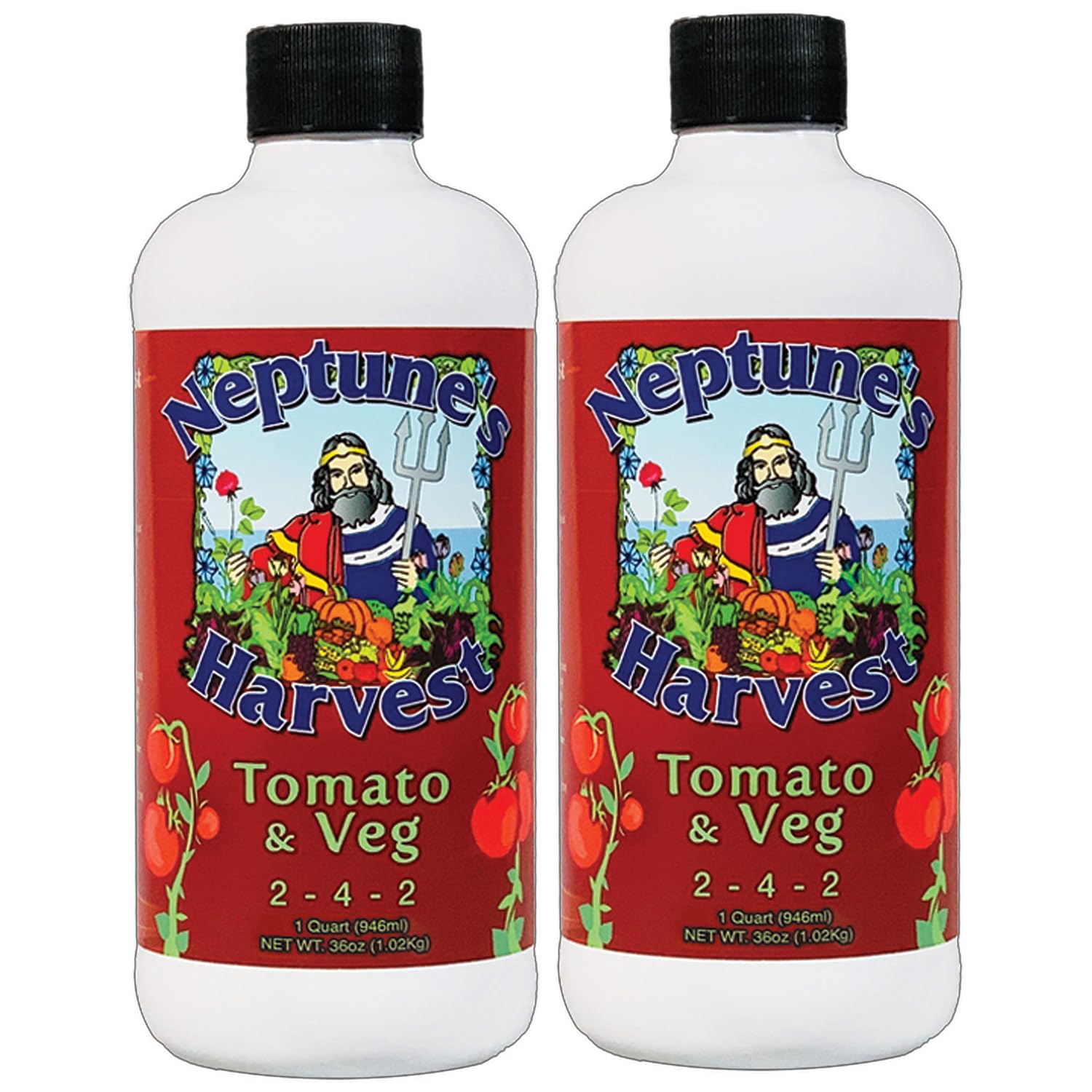 Neptune’s Harvest Organic Tomato & Vegetable Plant Fertilizer (2-4-2) - Liquid Plant Food w/Fresh Fish, Seaweed, Molasses, Yucca Extract, & Humic Acids - for Vegetable Garden (Gallon)