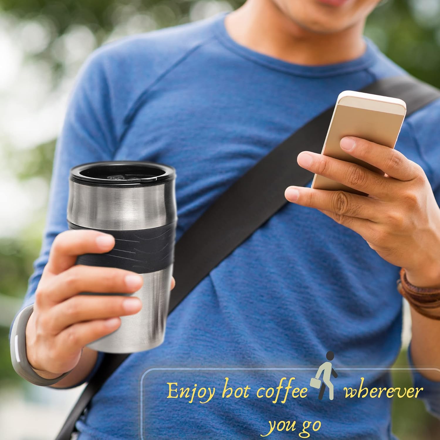 Mixpresso Single Serve & Single Cup Coffee Maker with 14oz Travel Mug Black | For ground coffee only, reusable filter, auto shut off. Compact personal drip coffee maker, not compatible with K-Cup pods.